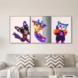 3 Animals set Handmade Oil Painted Framed Art 1