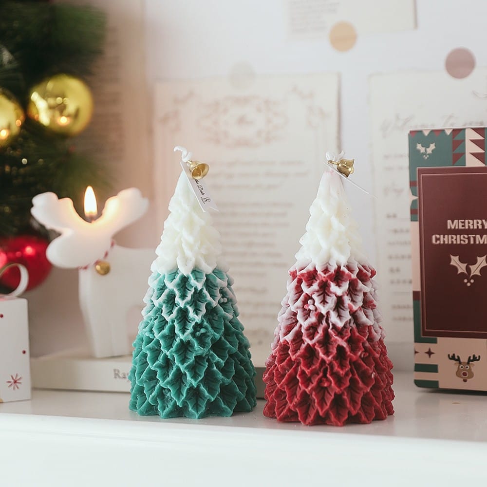 candle Xmas sea green red set