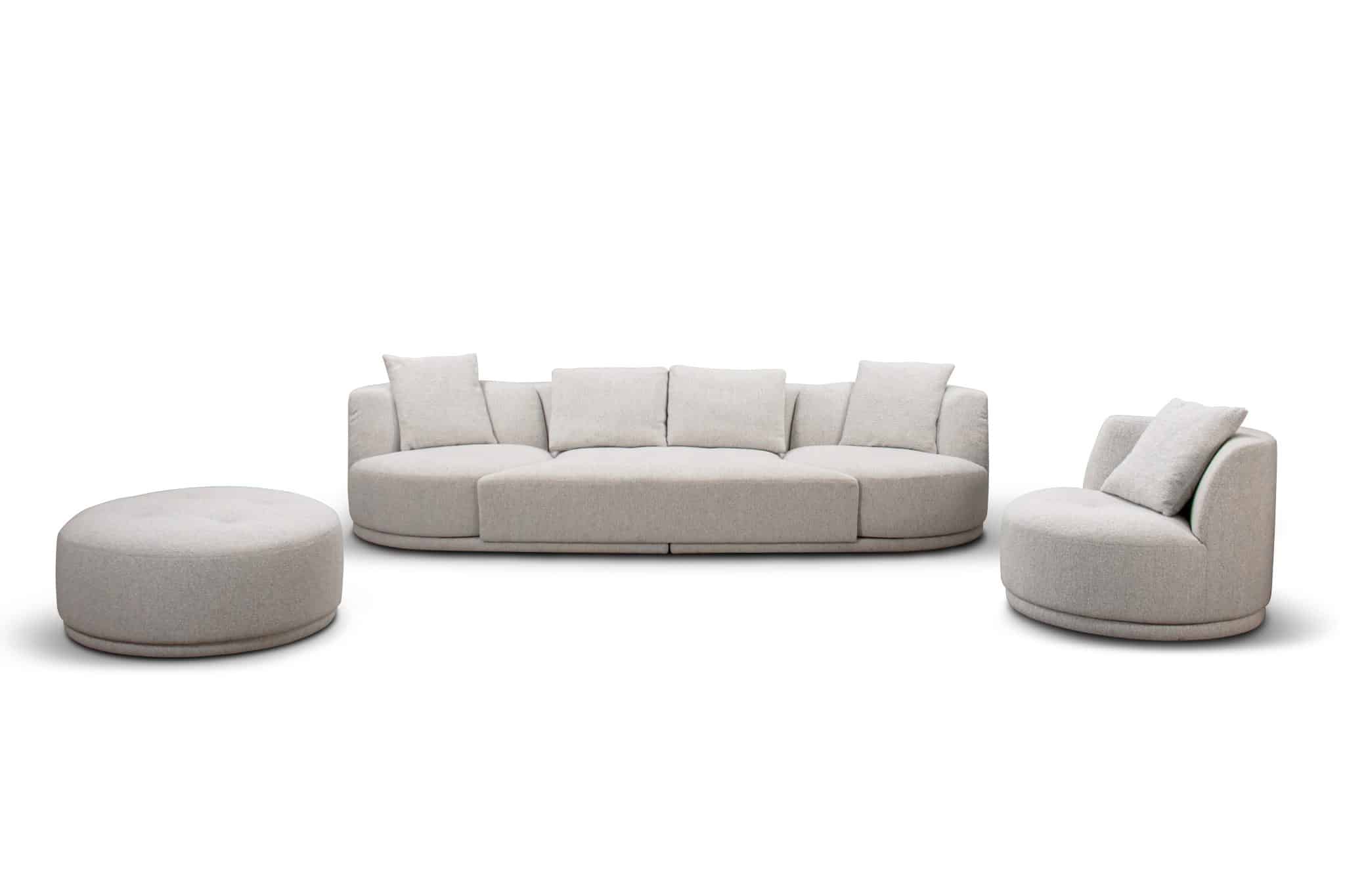 4-Seater Sofa Set with Swivel Chairs Neutral Beige