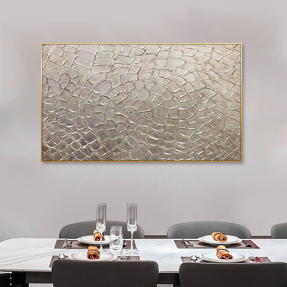 Patterned Champagne Gold Handmade Painting