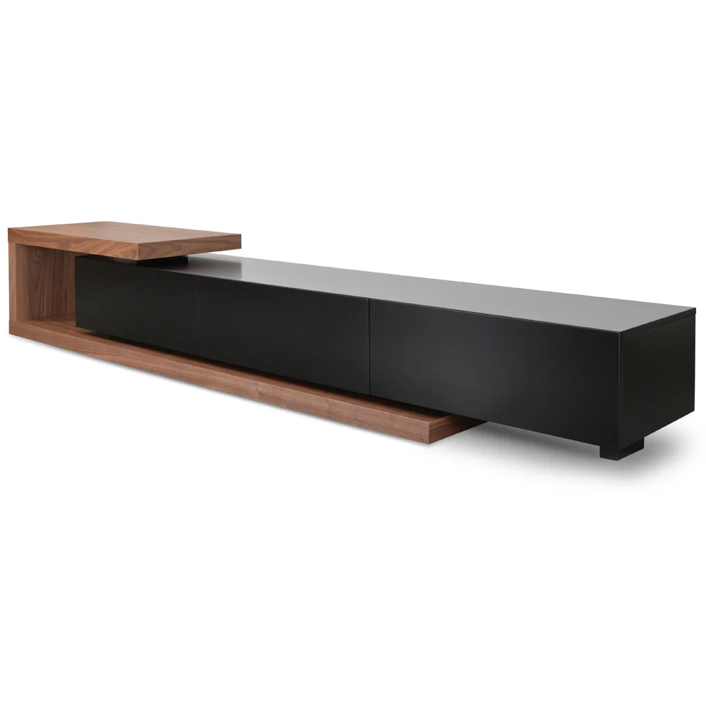 CTV1138-BB Extendable TV Entertainment Unit – Walnut – Black matt