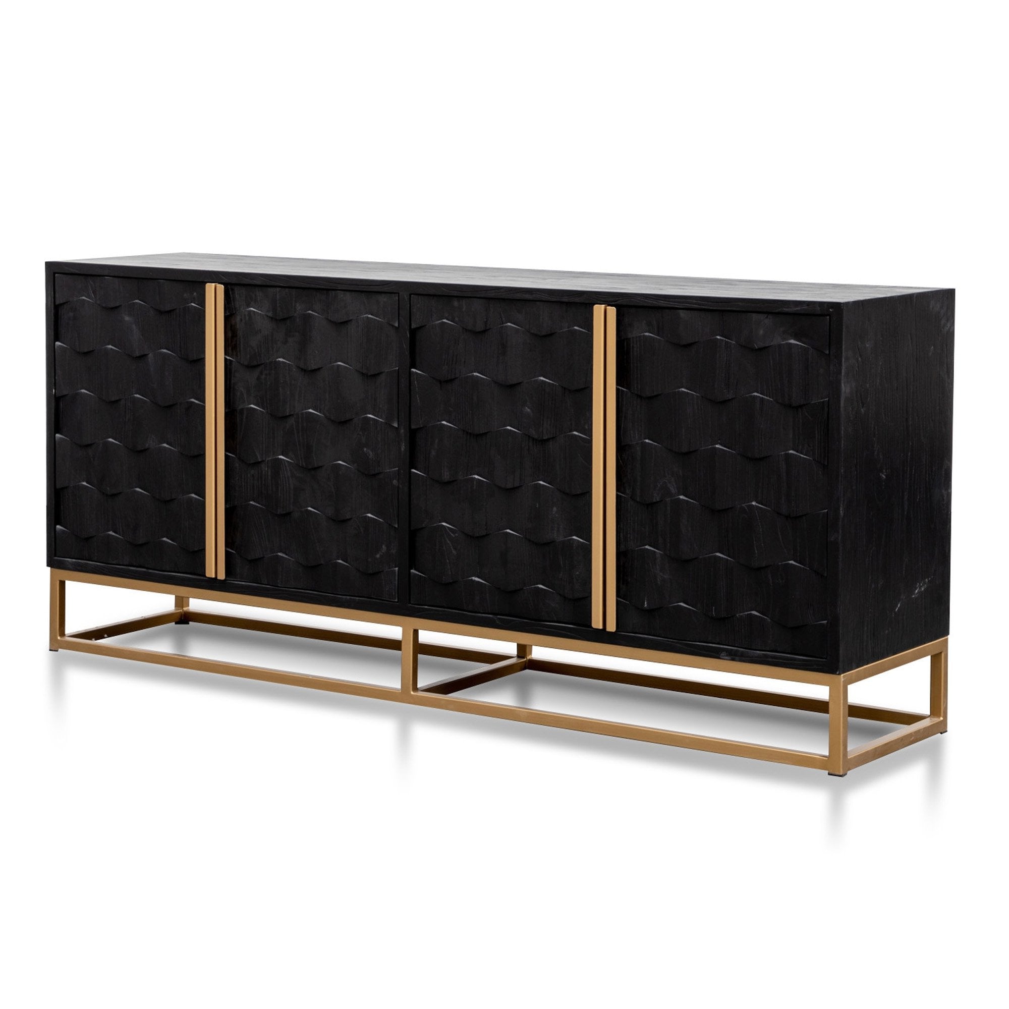 1.78m Sideboard – Black Wood with Gold Handle