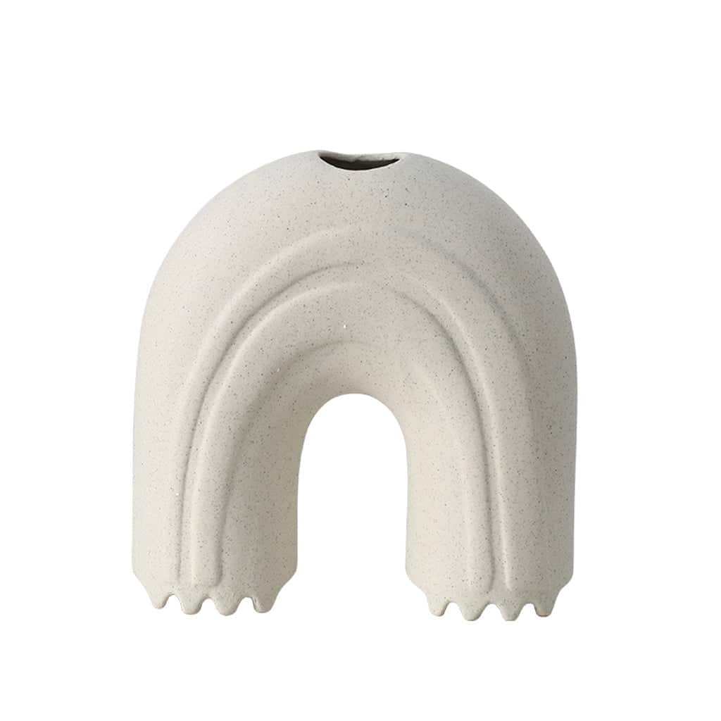 Ceramic Curved Arch Ornament – White