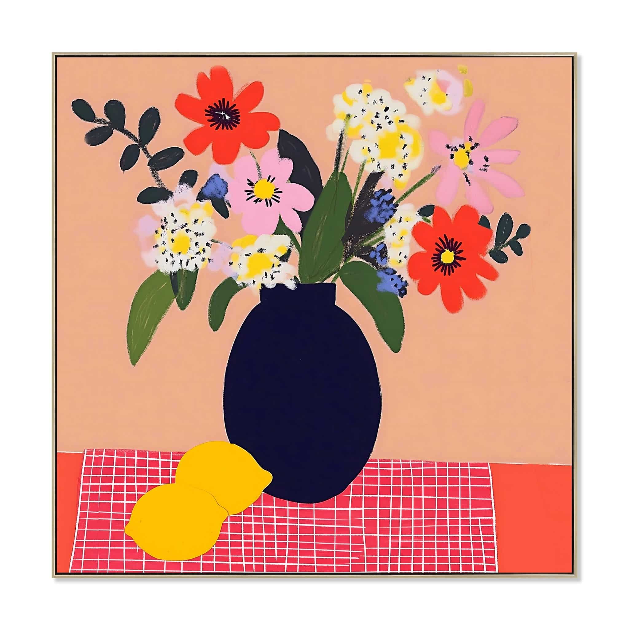 60 x 60cm Framed Canvas – Natural