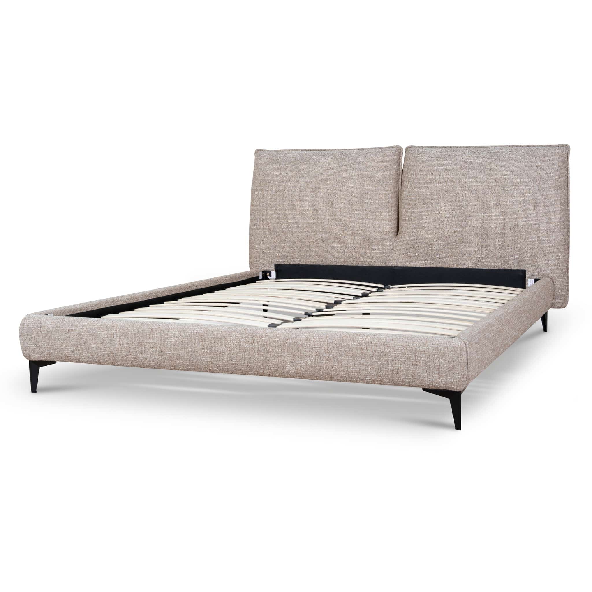 Fabric Queen Bed Frame – Stonish Beige (178cm (W) x 232cm (D) x 97cm (H))