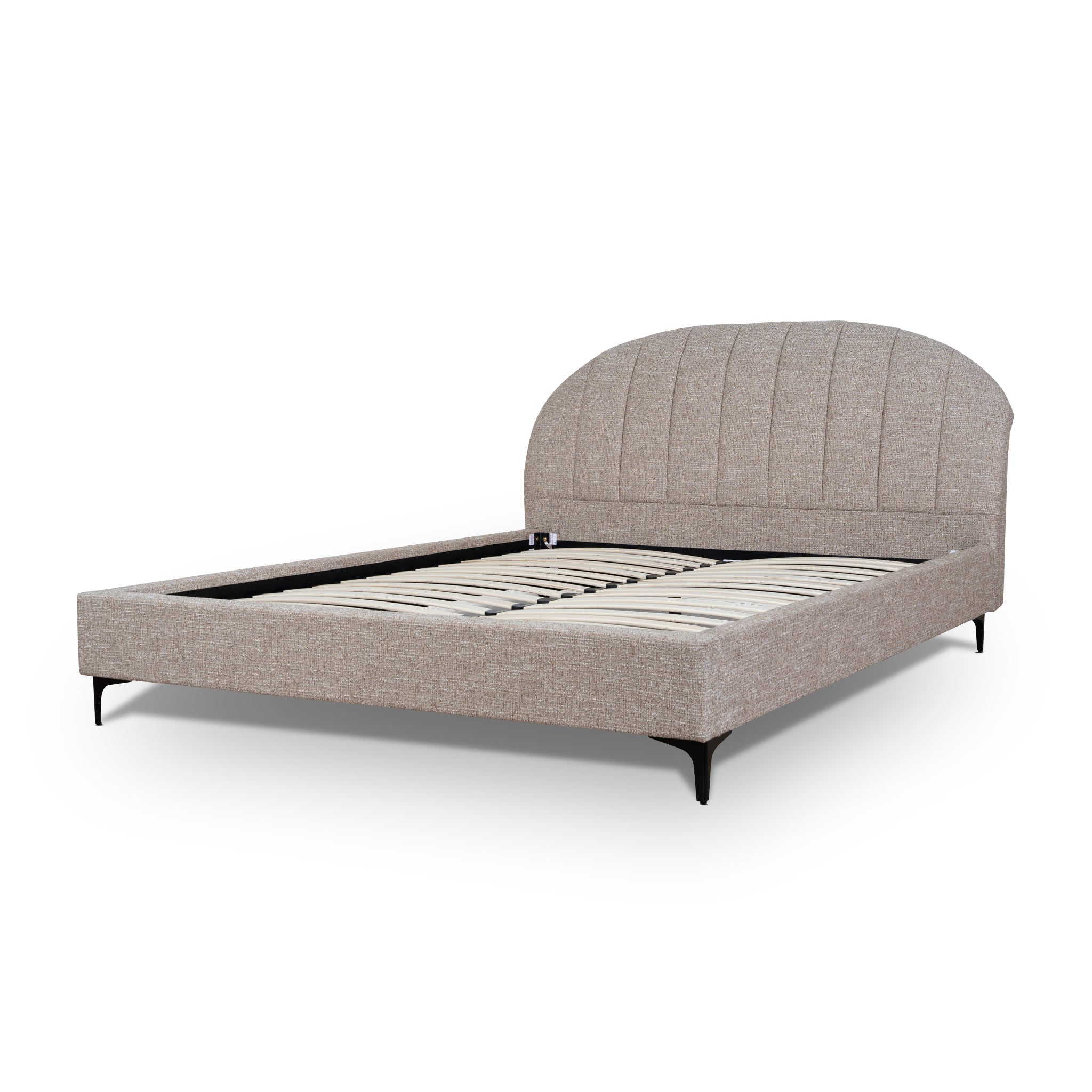 Fabric Queen Bed Frame – Stonish Beige (170cm (W) x 239cm (D) x 108cm (H))