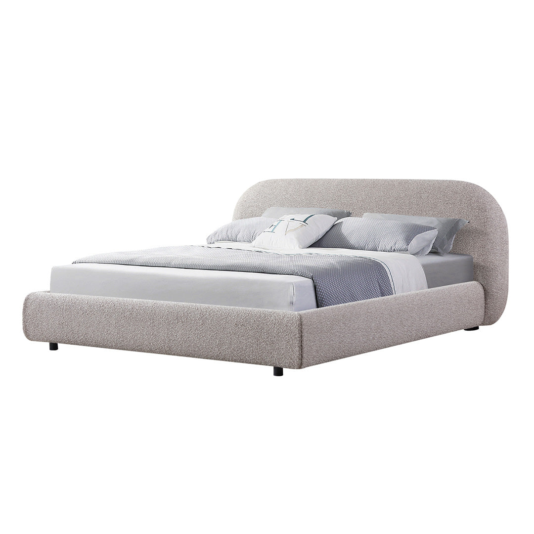 King Bed Frame – Olive Brown Boucle