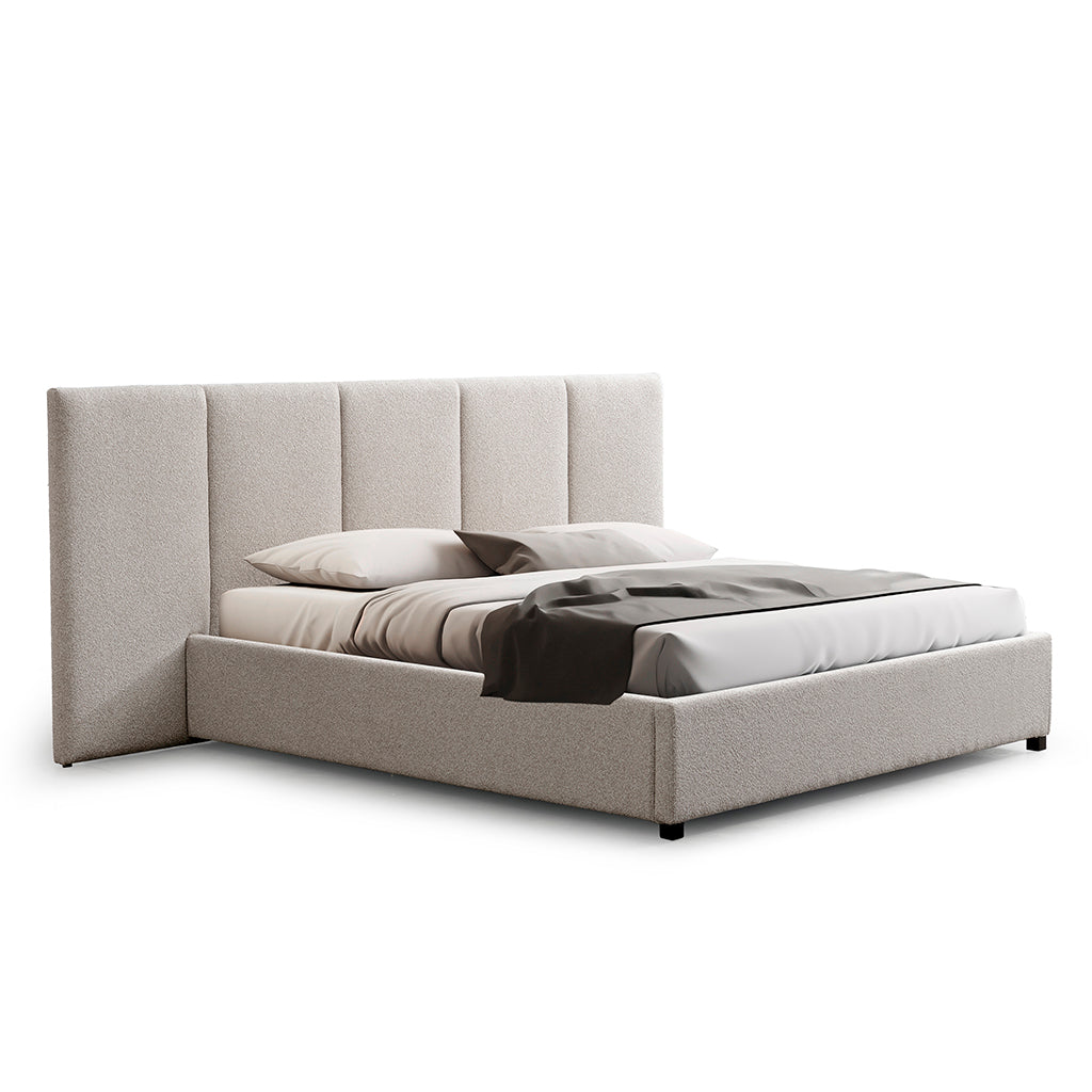 Queen Bed Frame – Clay Grey with Storage