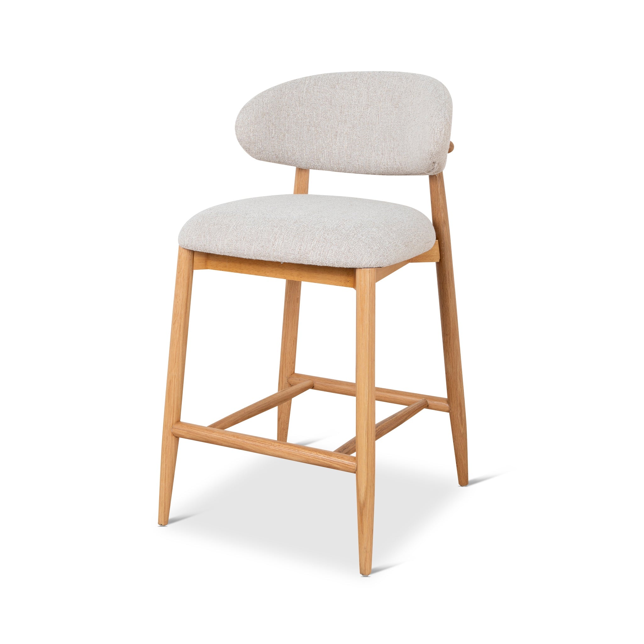 65cm Coastal Beige Bar Stool – Natural Oak