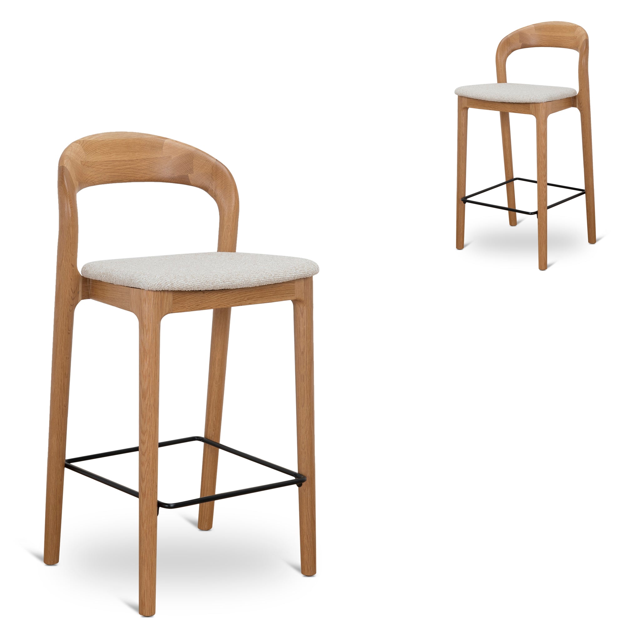 65cm Natural Bar Stool – Beige (Set of 2)