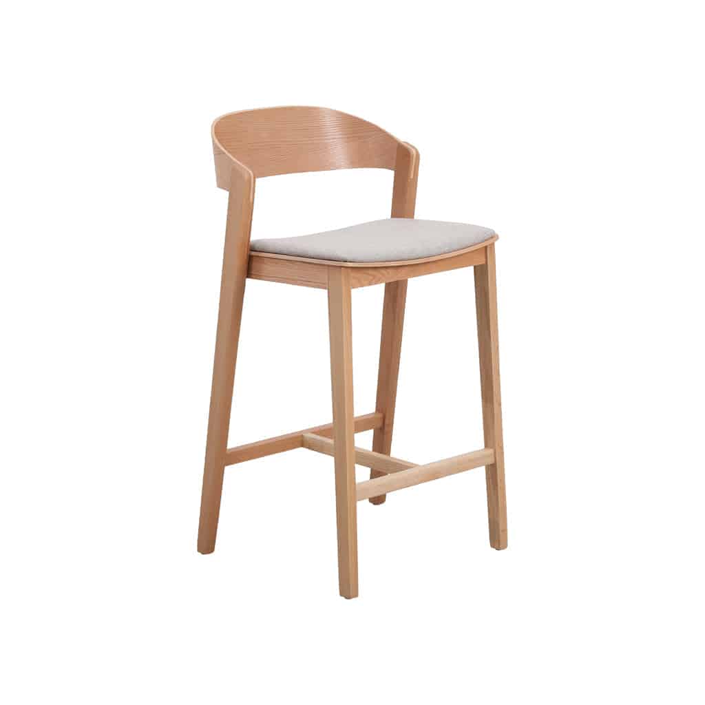 Natural Bar Stool – Grey Seat