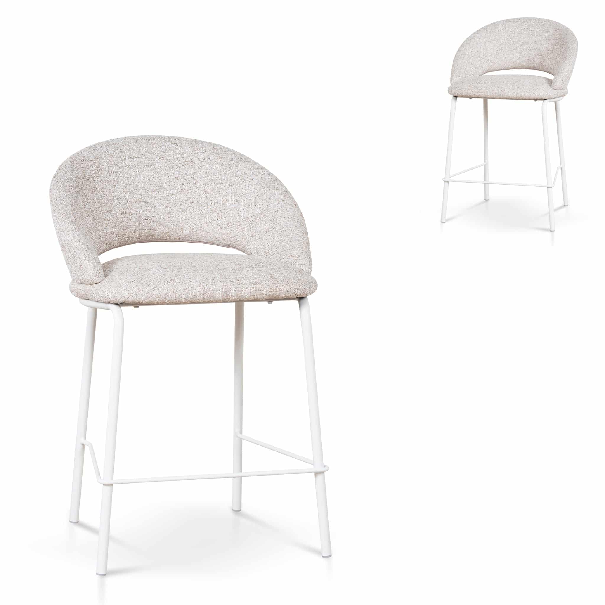 White Bar Stool – Pale Beige (Set of 2)