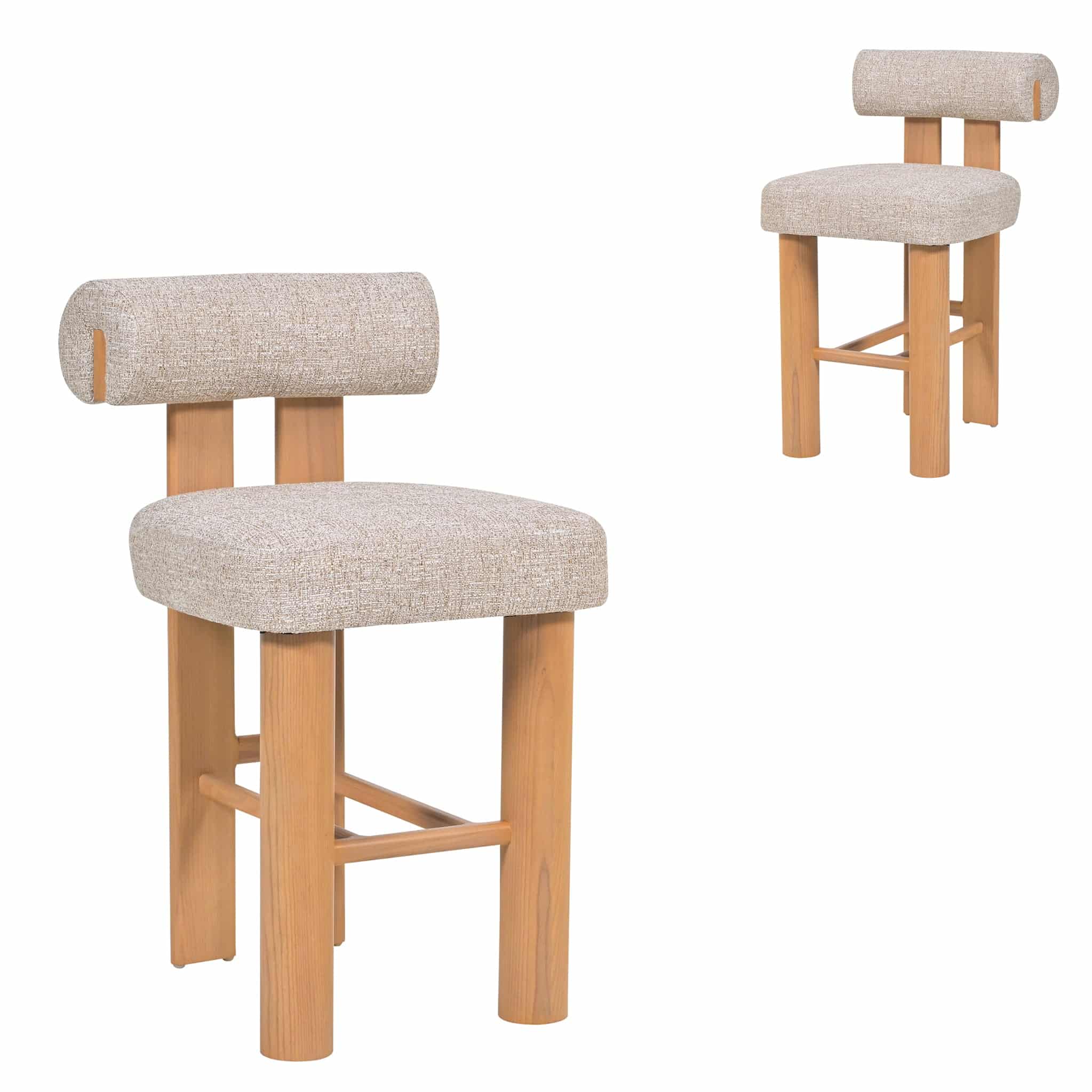 Natural Barstool – Pale Beige (Set of 2)