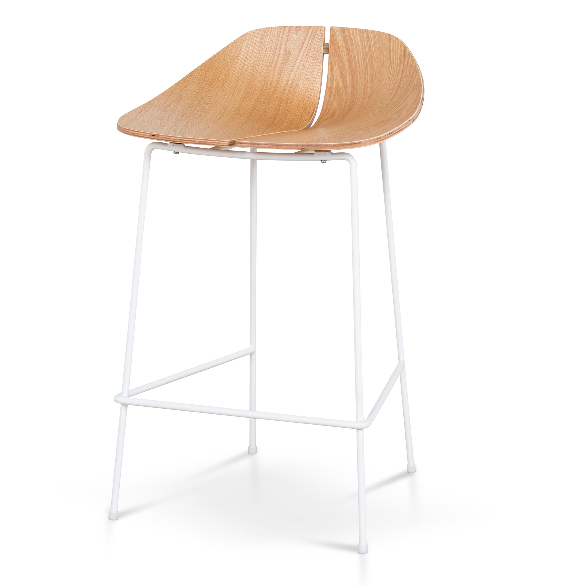 65cm Matte White Bar Stool – Natural
