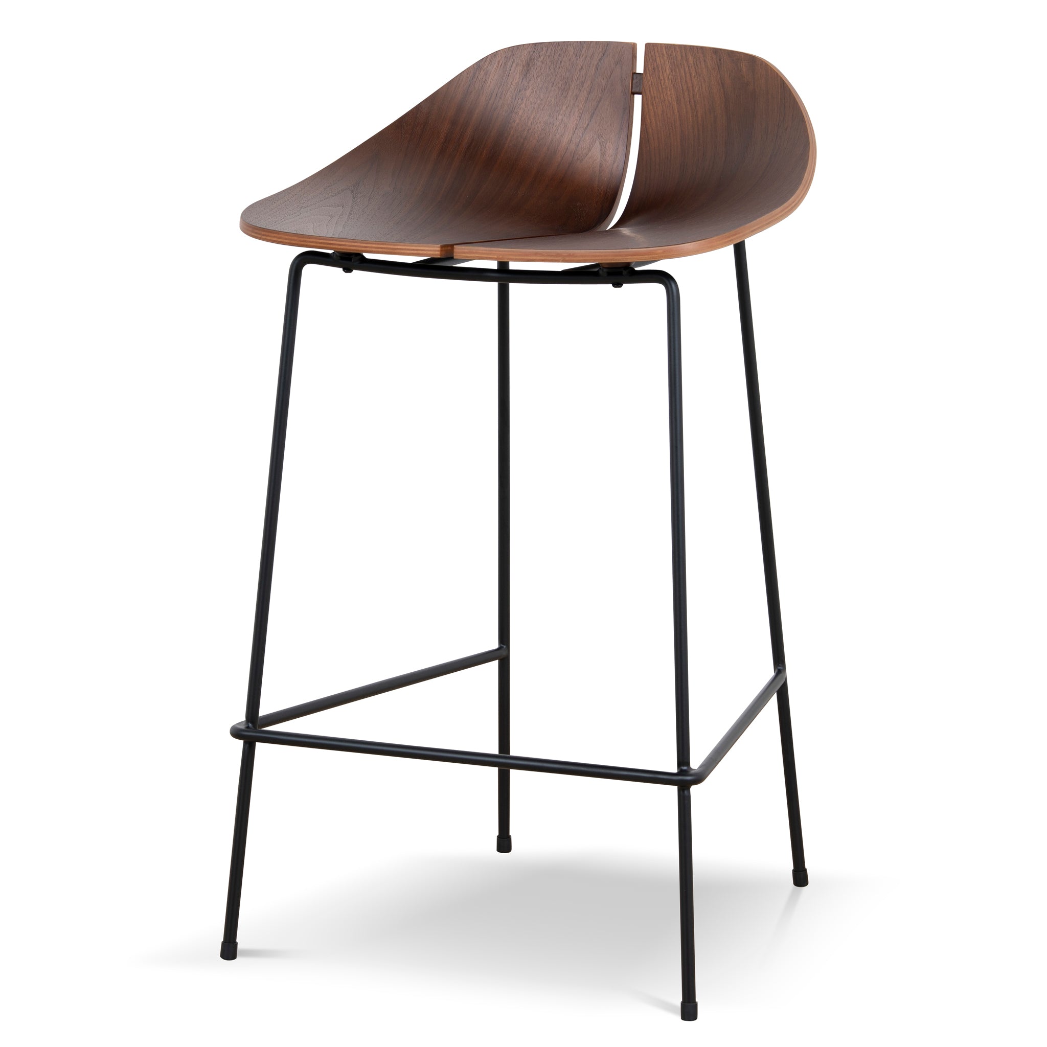 65cm Matte Black Bar Stool – Walnut