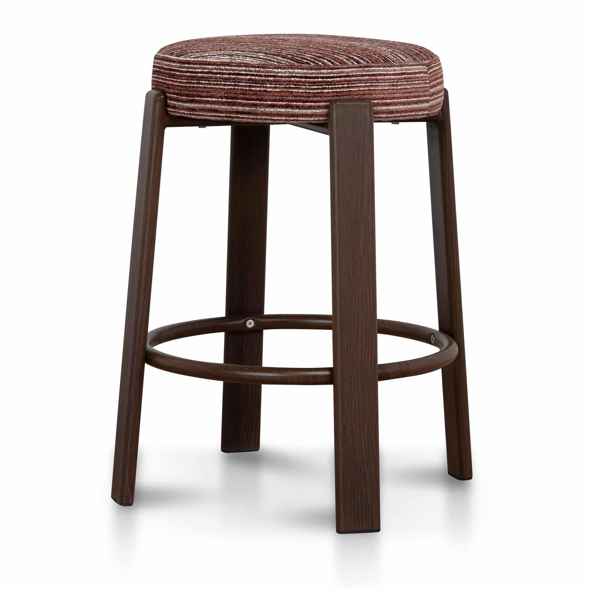 Walnut Barstool – Burgundy Stripe