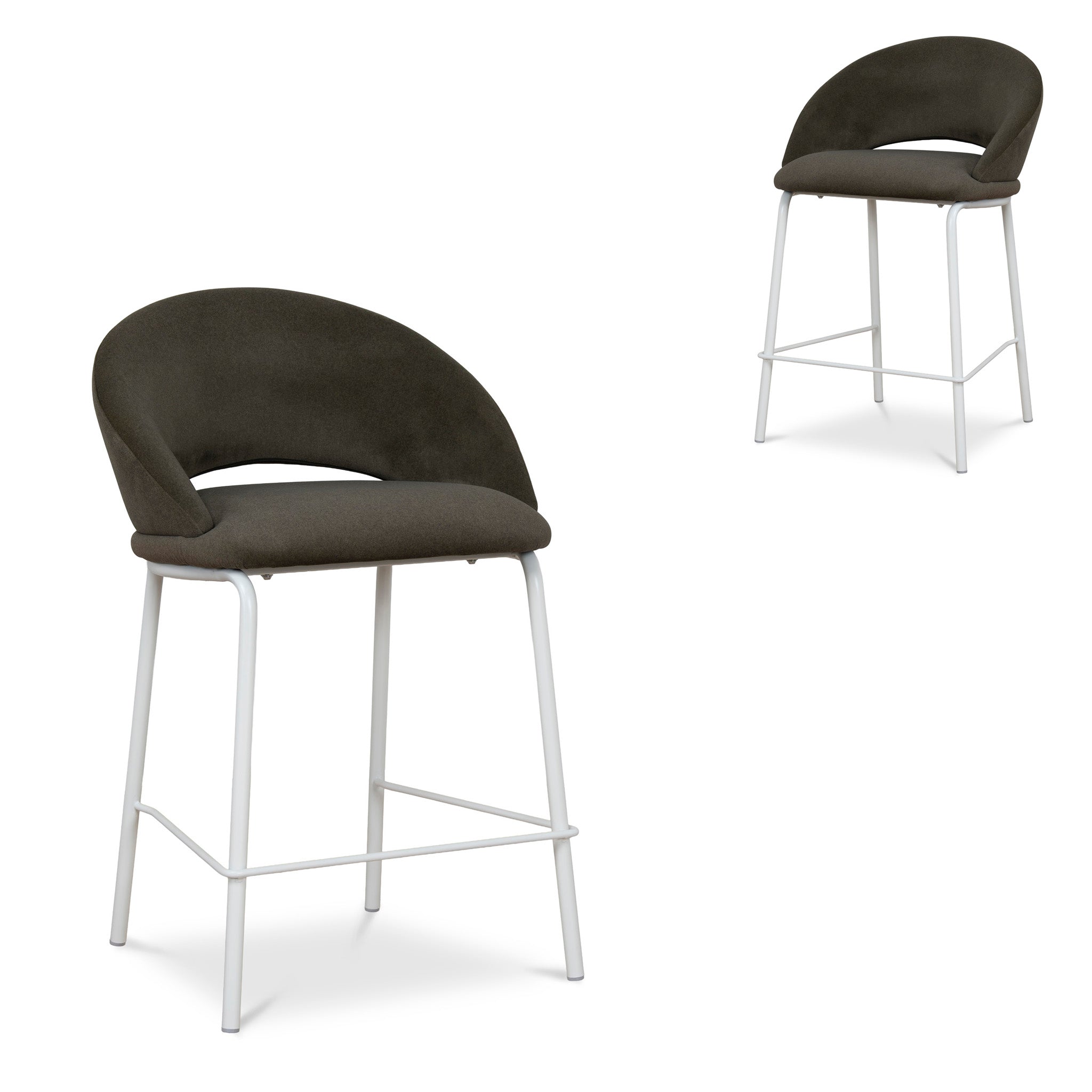 White Bar Stool – Dark Moss Green (Set of 2)