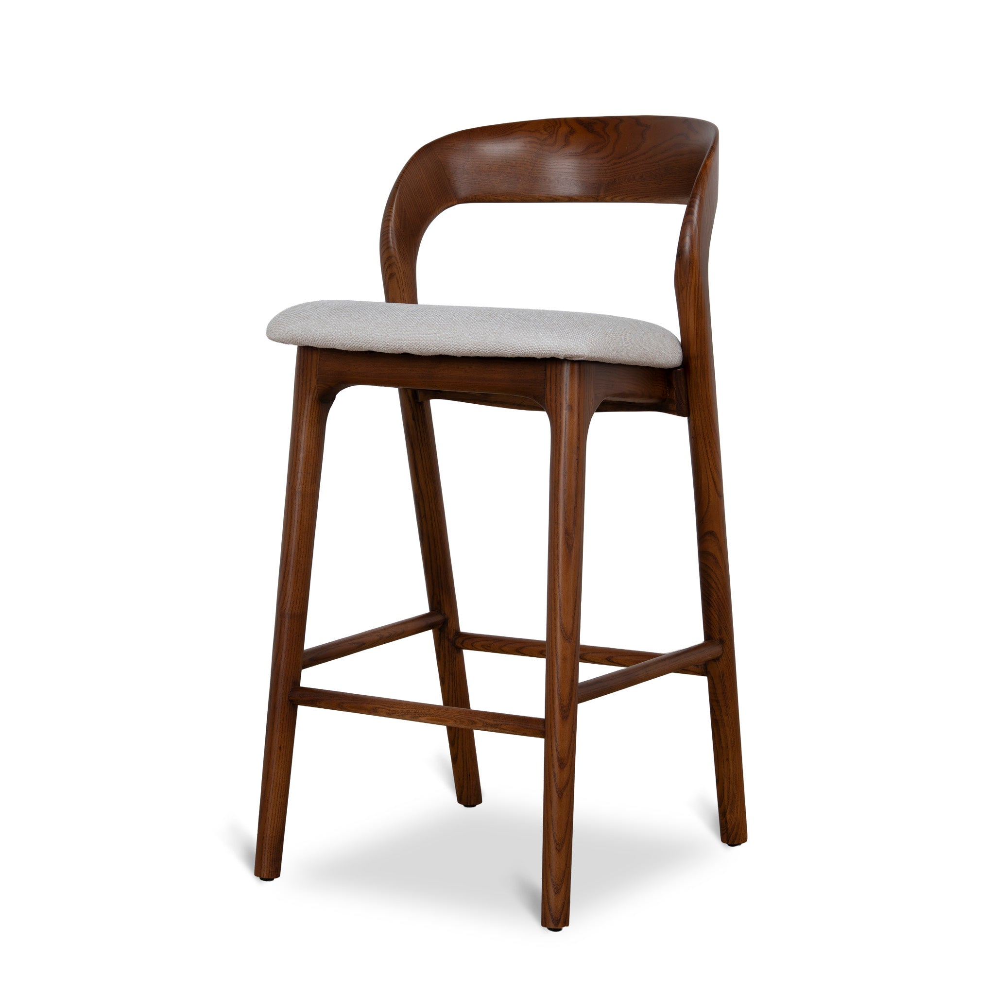 65cm Walnut Bar Stool – Naxos Beige