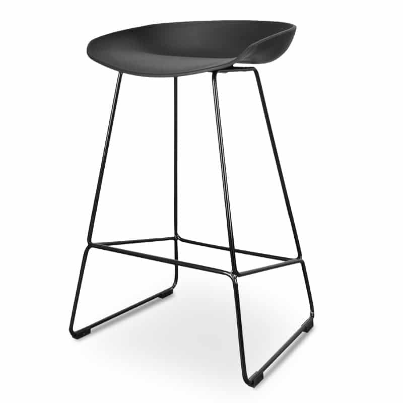 65cm Bar Stool – Black Seat With Black Frame