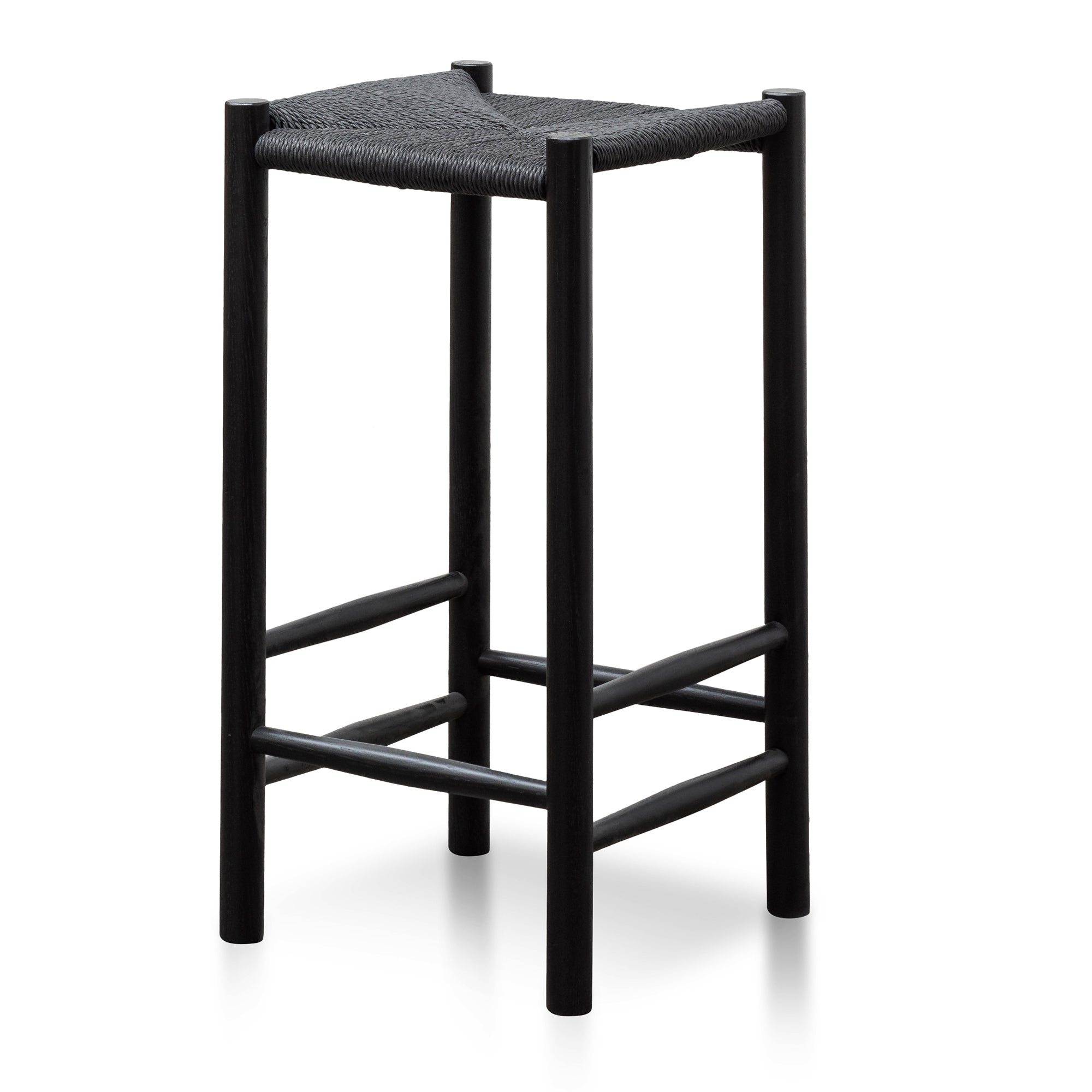 65cm Oak Bar Stool – Black