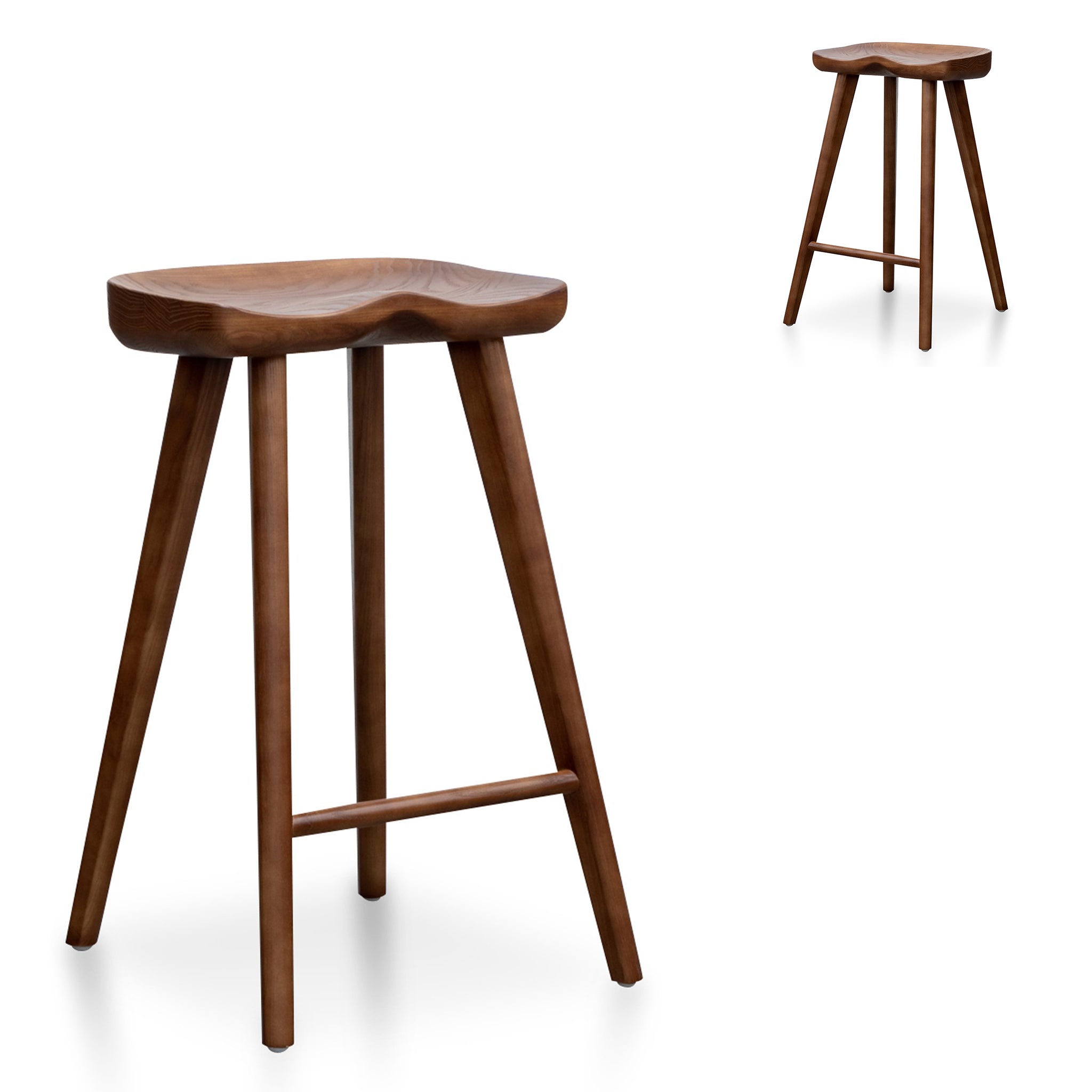65cm Wooden Bar stool – Walnut (Set of 2)