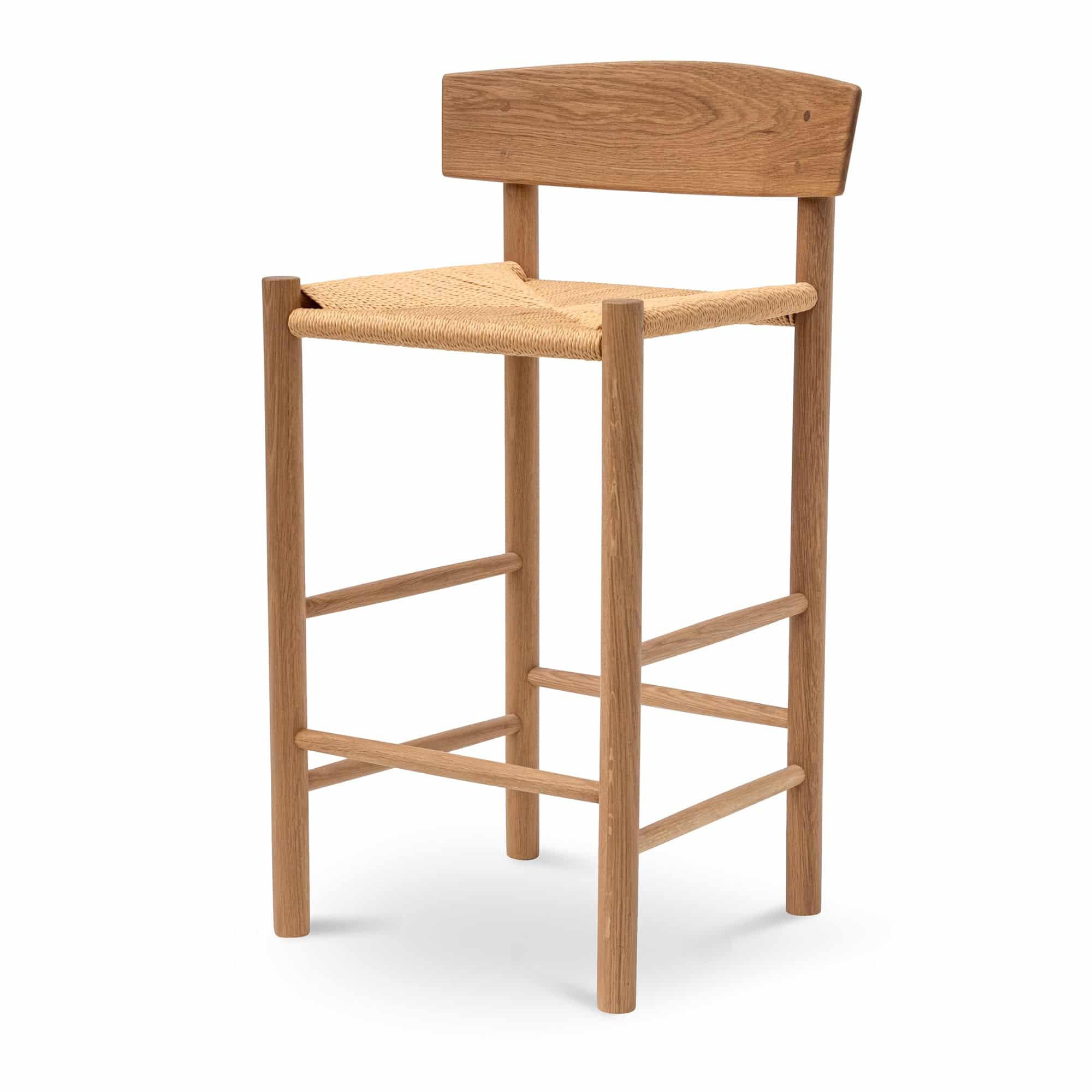 65cm Bar Stool – Natural with Back Rest