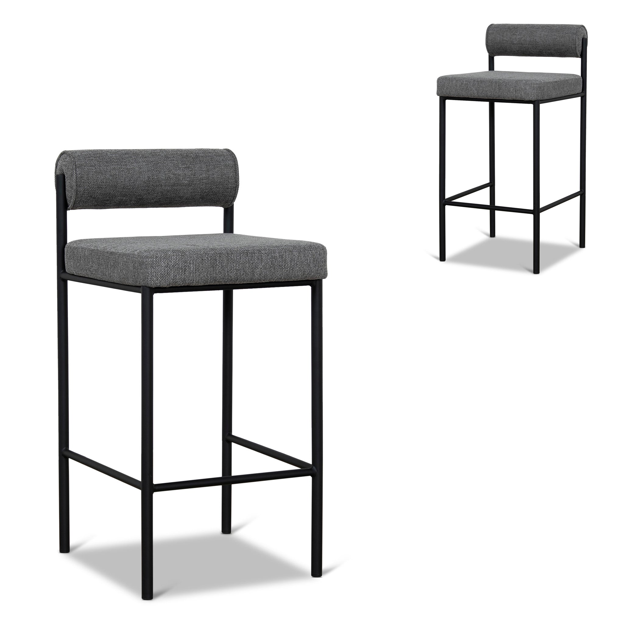 65cm Fabric Bar Stool – Spec Smoke Grey (Set of 2)