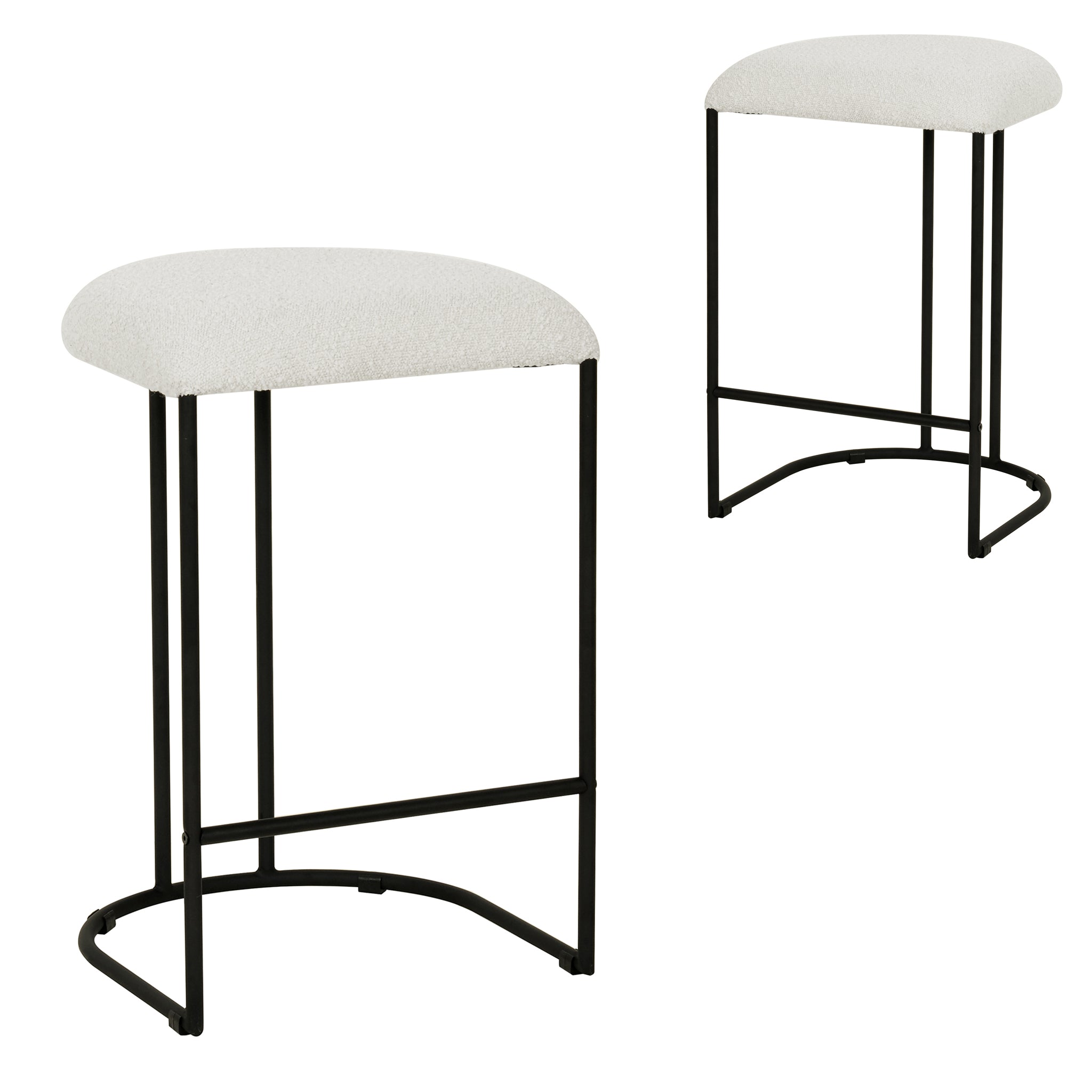 65cm Bar Stool – Cottage White Boucle (Set of 2)