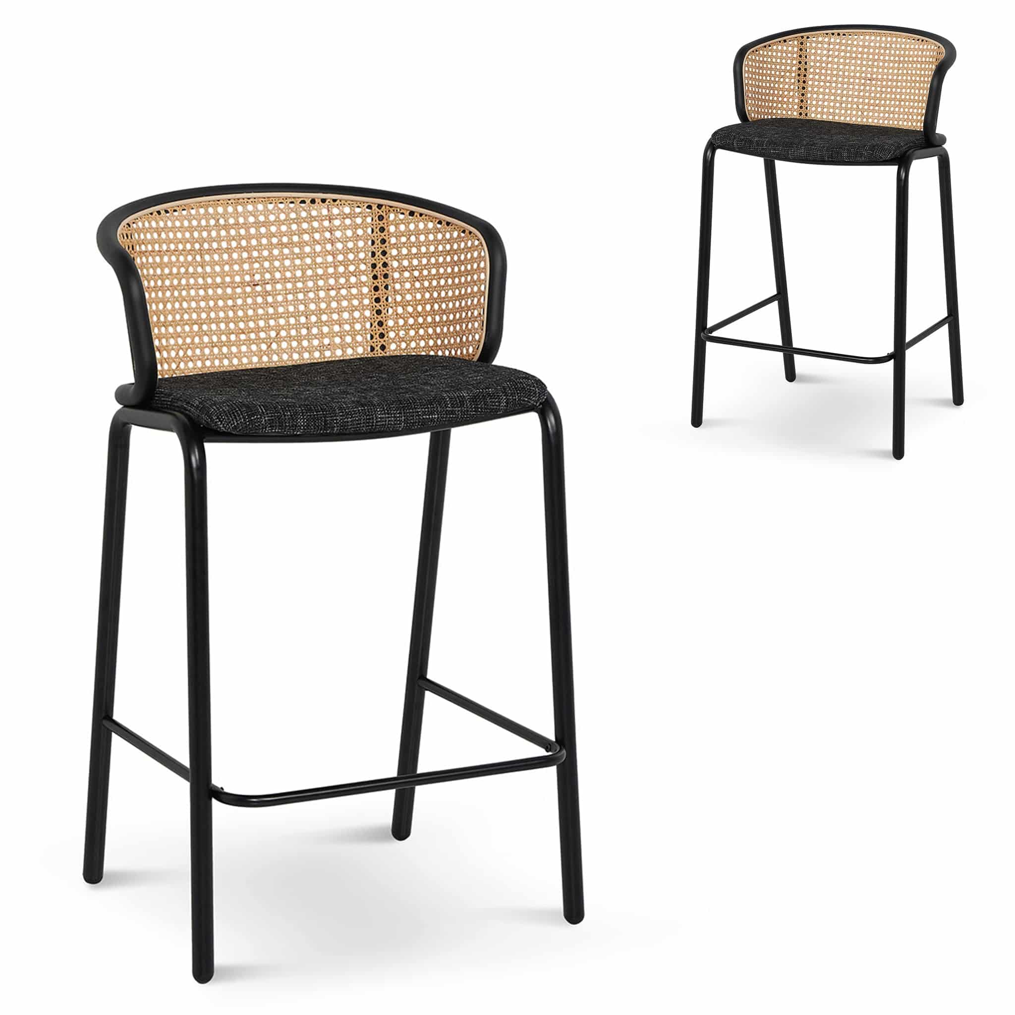 Fabric Bar Stool – Black Legs (Set of 2)