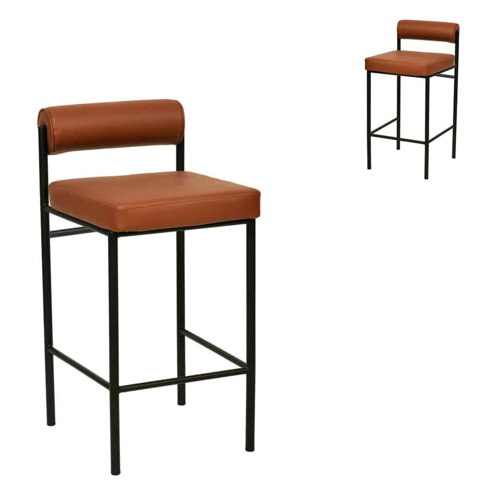 65cm Fabric Bar Stool – Brown (Set of 2)