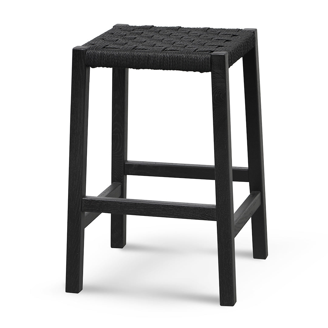 65cm Rattan Bar Stool – Full Black
