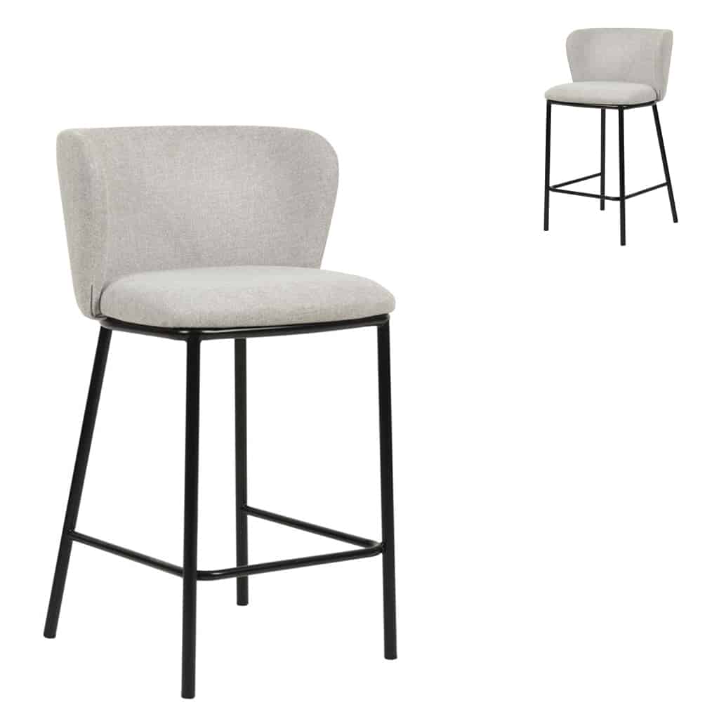 65cm Bar Stool – Coastal Light Grey (Set of 2)