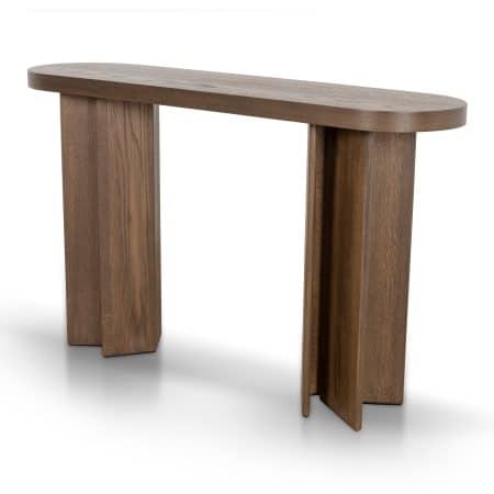 1.3m Pill Shape Console Table - Caramel Oak — view 1