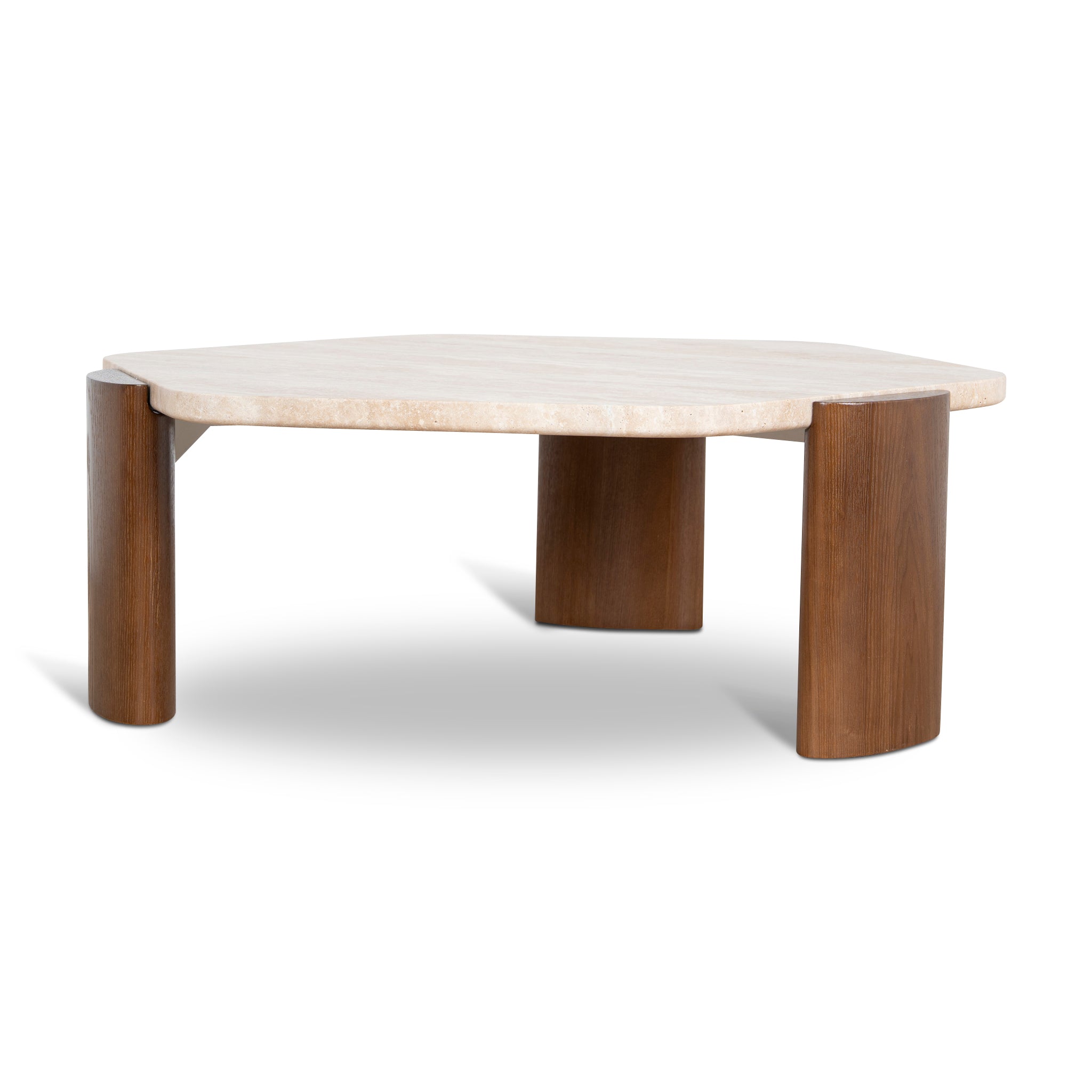100cm Travertine Coffee Table – Walnut