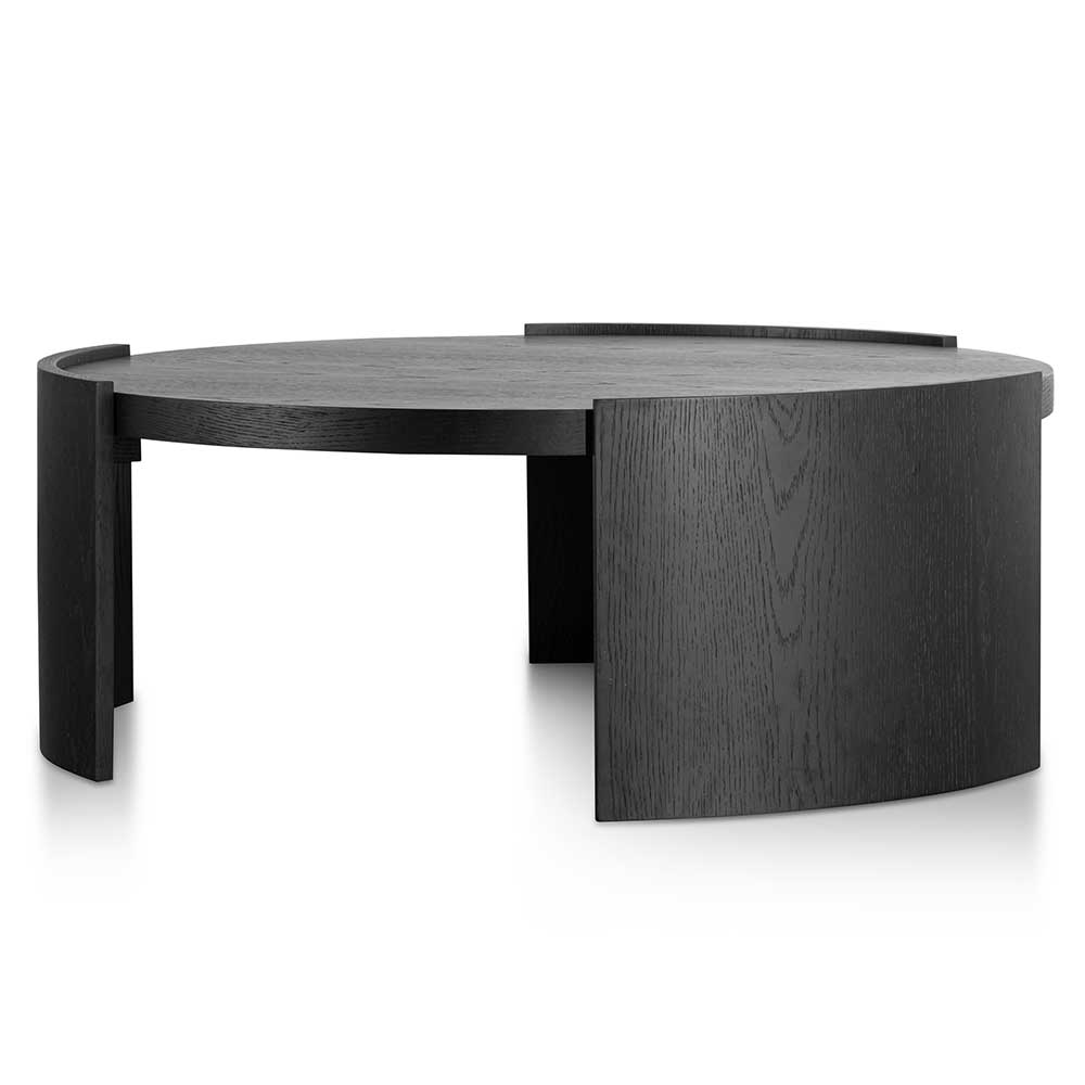 100cm Wooden Round Coffee Table – Black