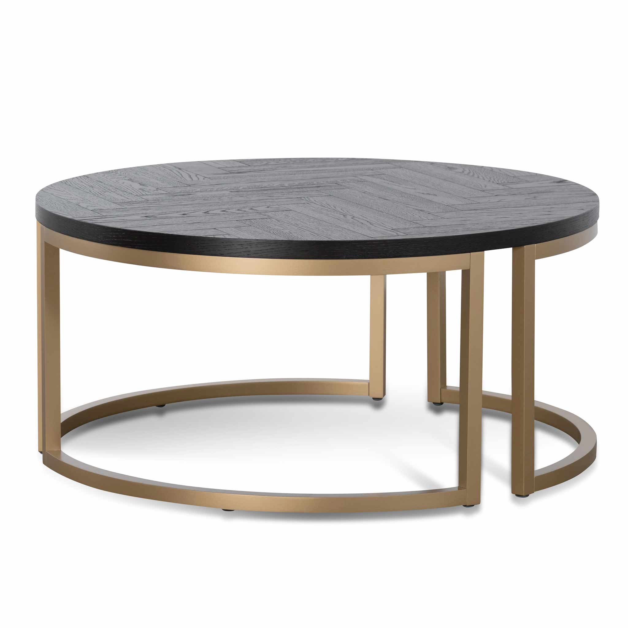 Round Coffee Table – Peppercorn and Brass