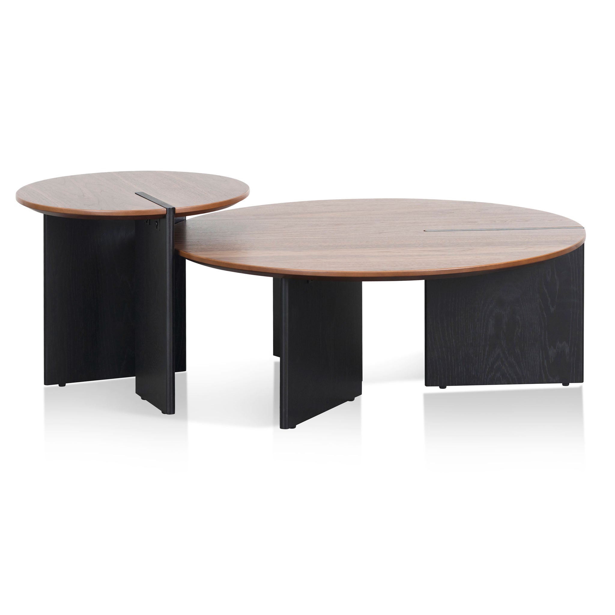 Nest of Light Walnut Coffee Table – Black Legs