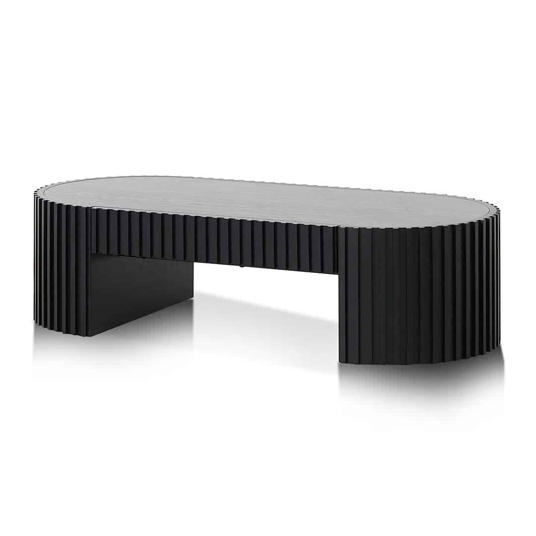 1.3m Oval Coffee Table – Full Black Oak