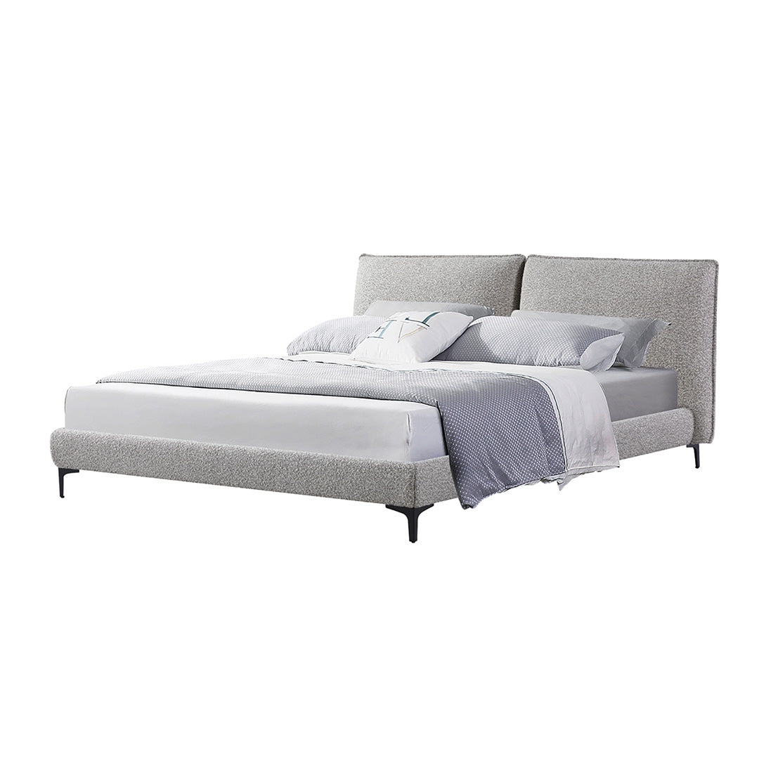 Fabric Queen Bed Frame – Olive Brown Boucle