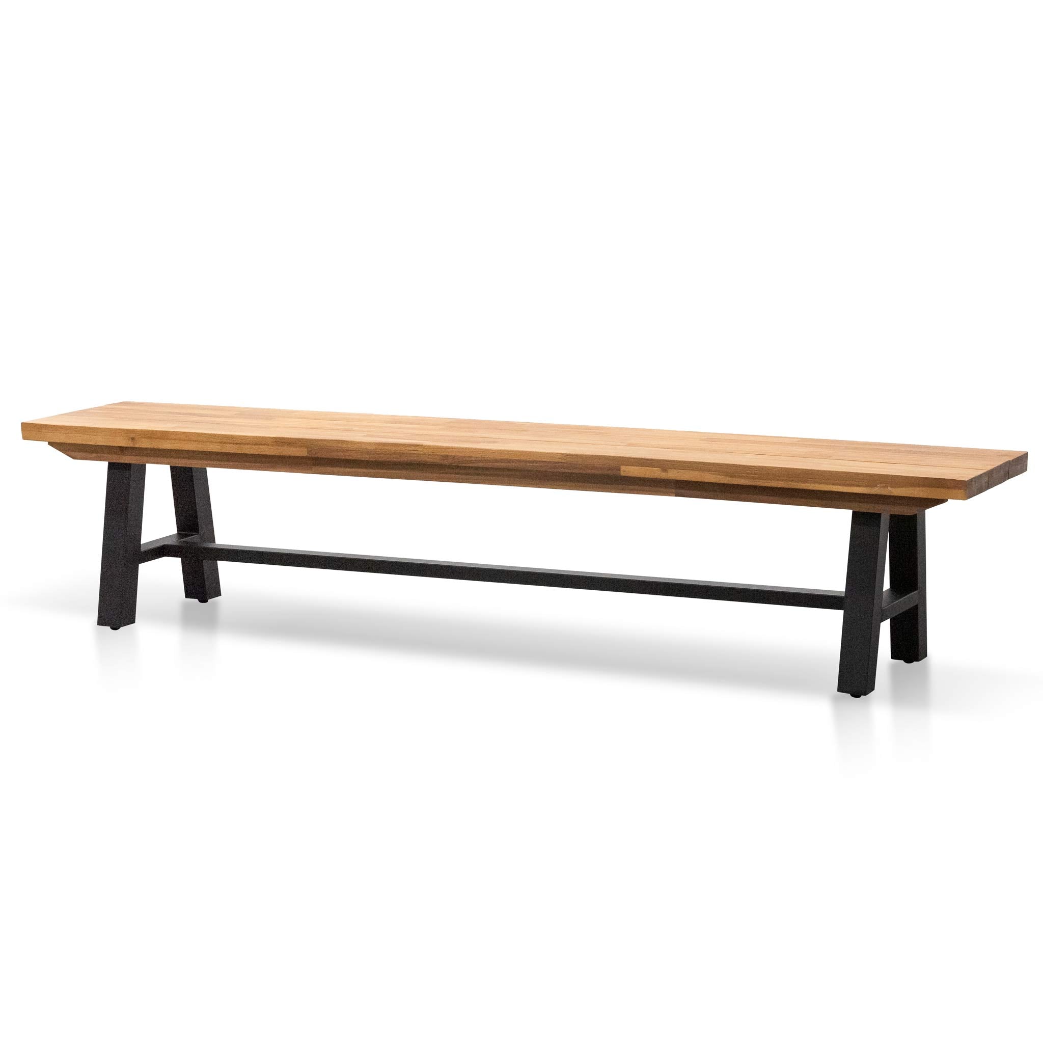 Outdoor Wooden Bench – Natural Top and Black Legs