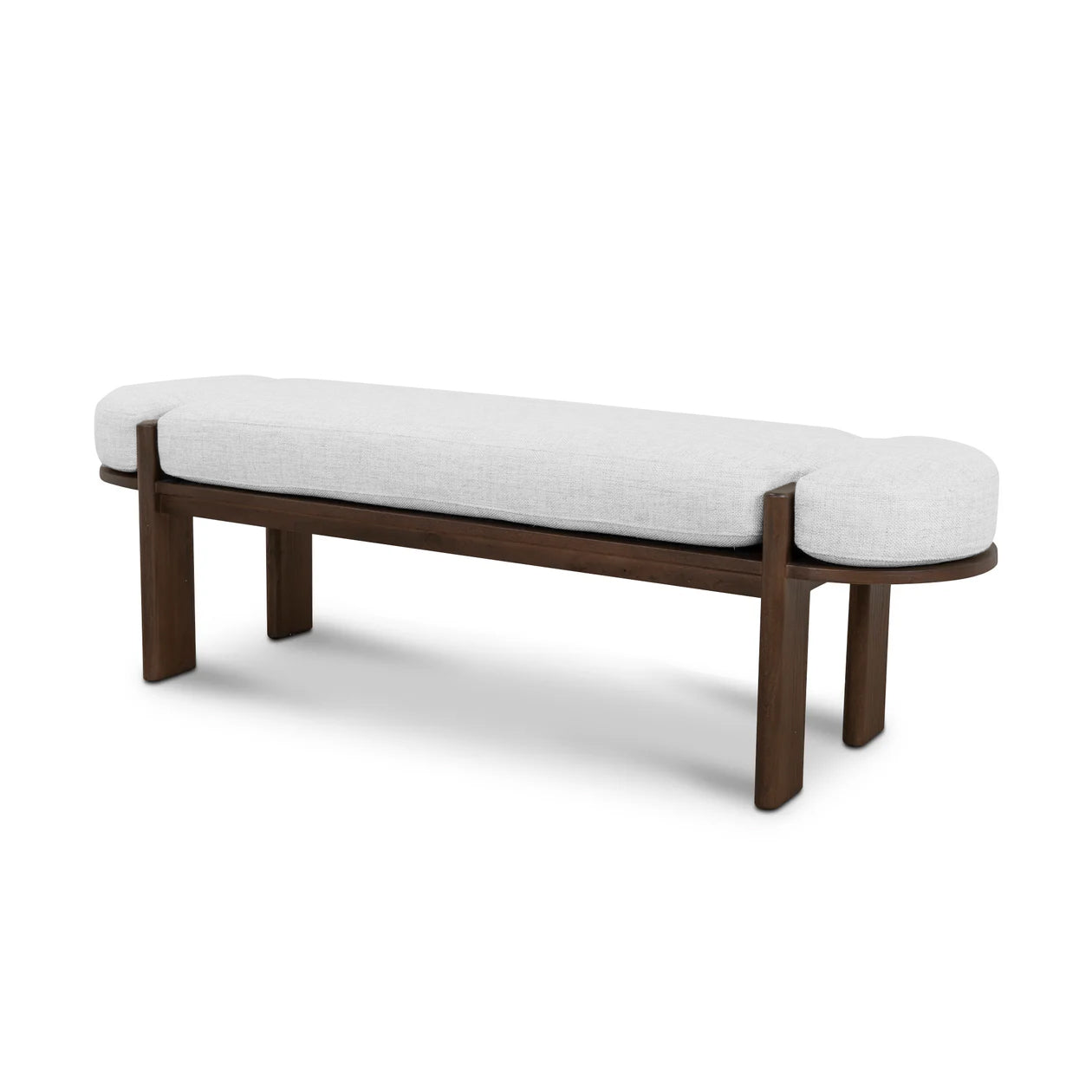 1.6m Walnut Elm Bench – Natural Linen