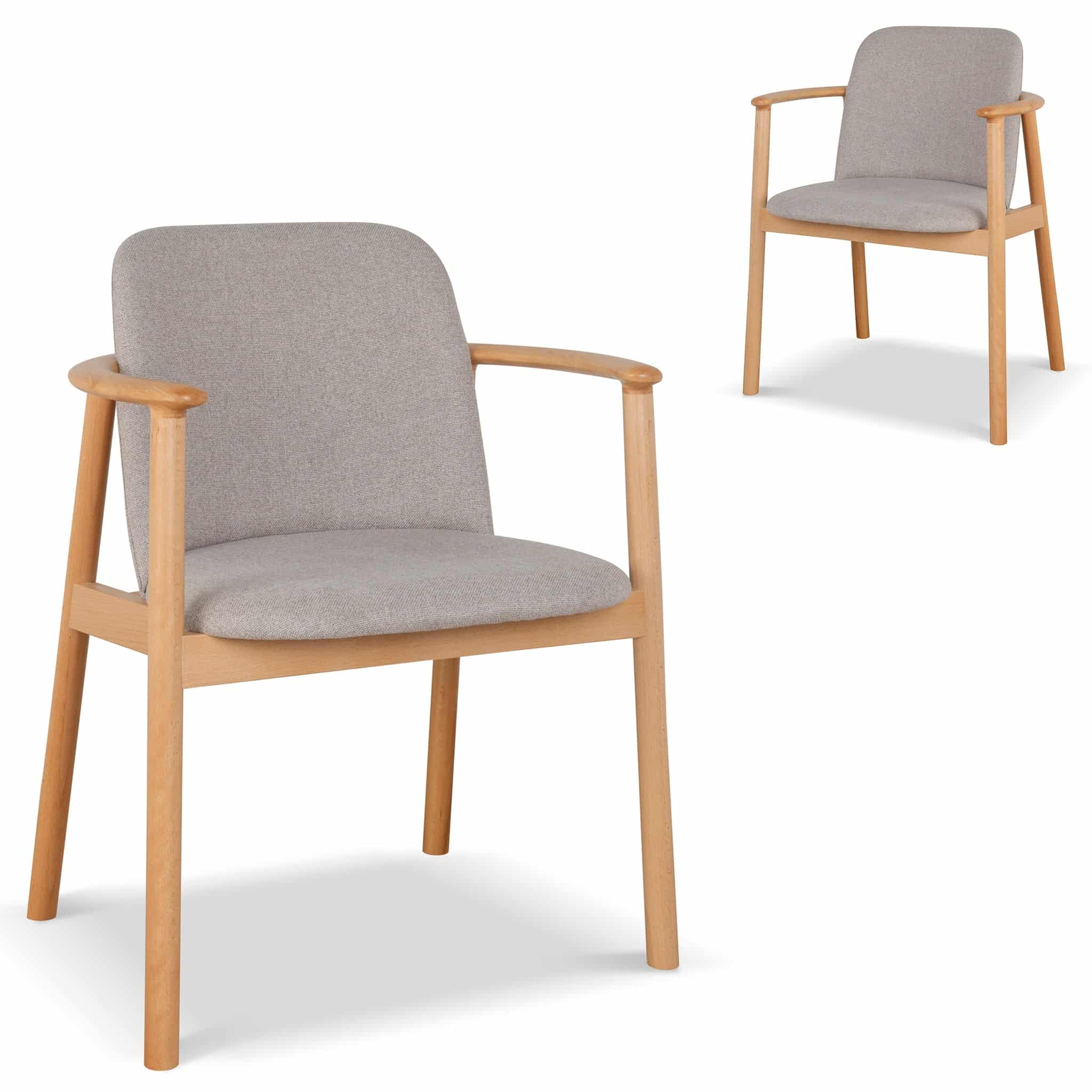 Natural Dining Armchair – Grey Seat (Set of 2)