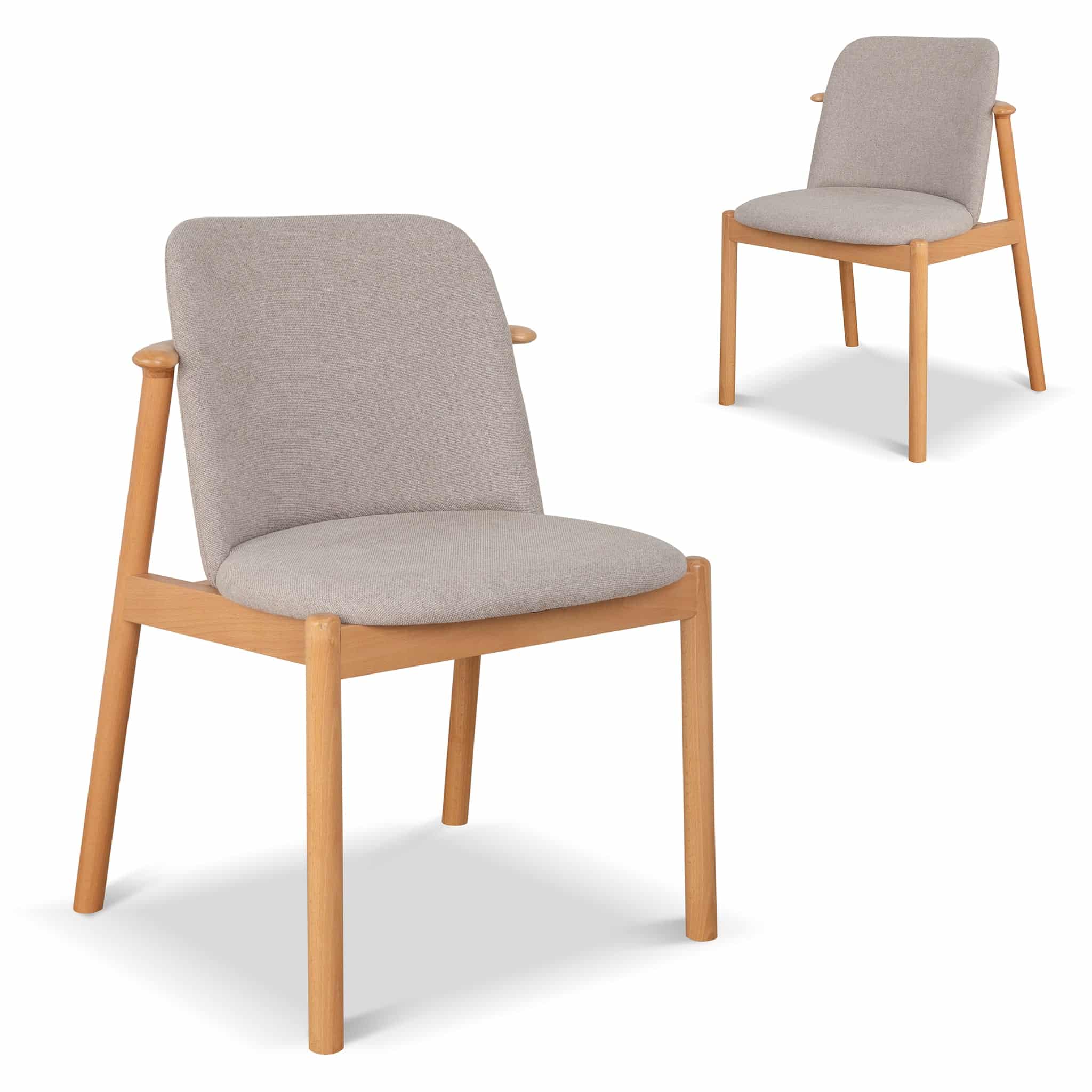Natural Dining Chair – Grey Seat (Set of 2) (64.3cm (W) x 58.8cm (D) x 81.8cm (H))