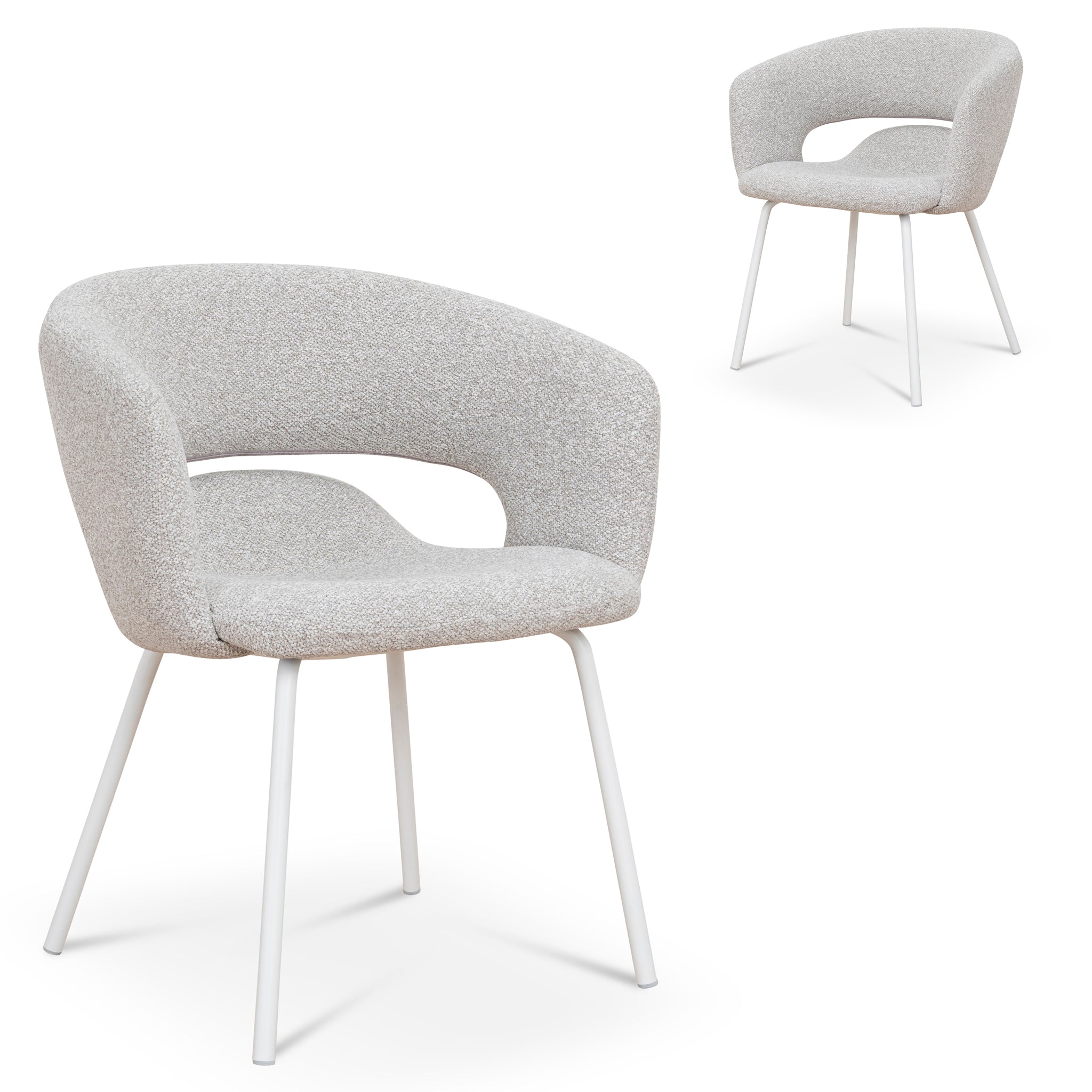 White Dining Chair – Clay Grey (Set of 2) (66cm (W) x 60cm (D) x 79cm (H))