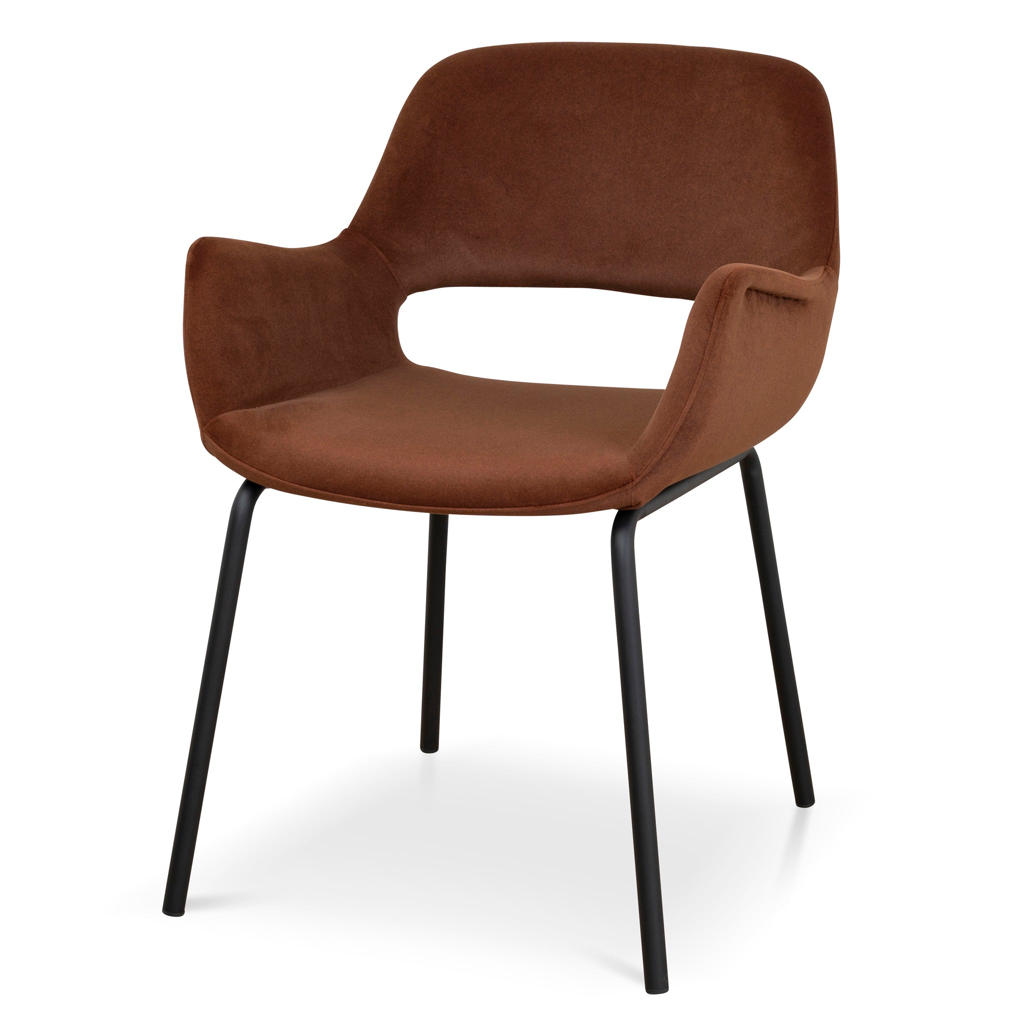 Black Dining Chair – Burnt Brown Seat (Set of 2)