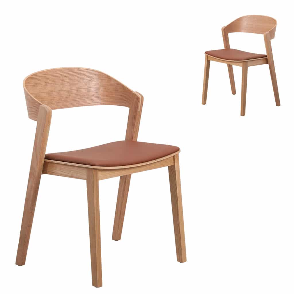 Natural Dining Chair – Brown Seat (Set of 2)