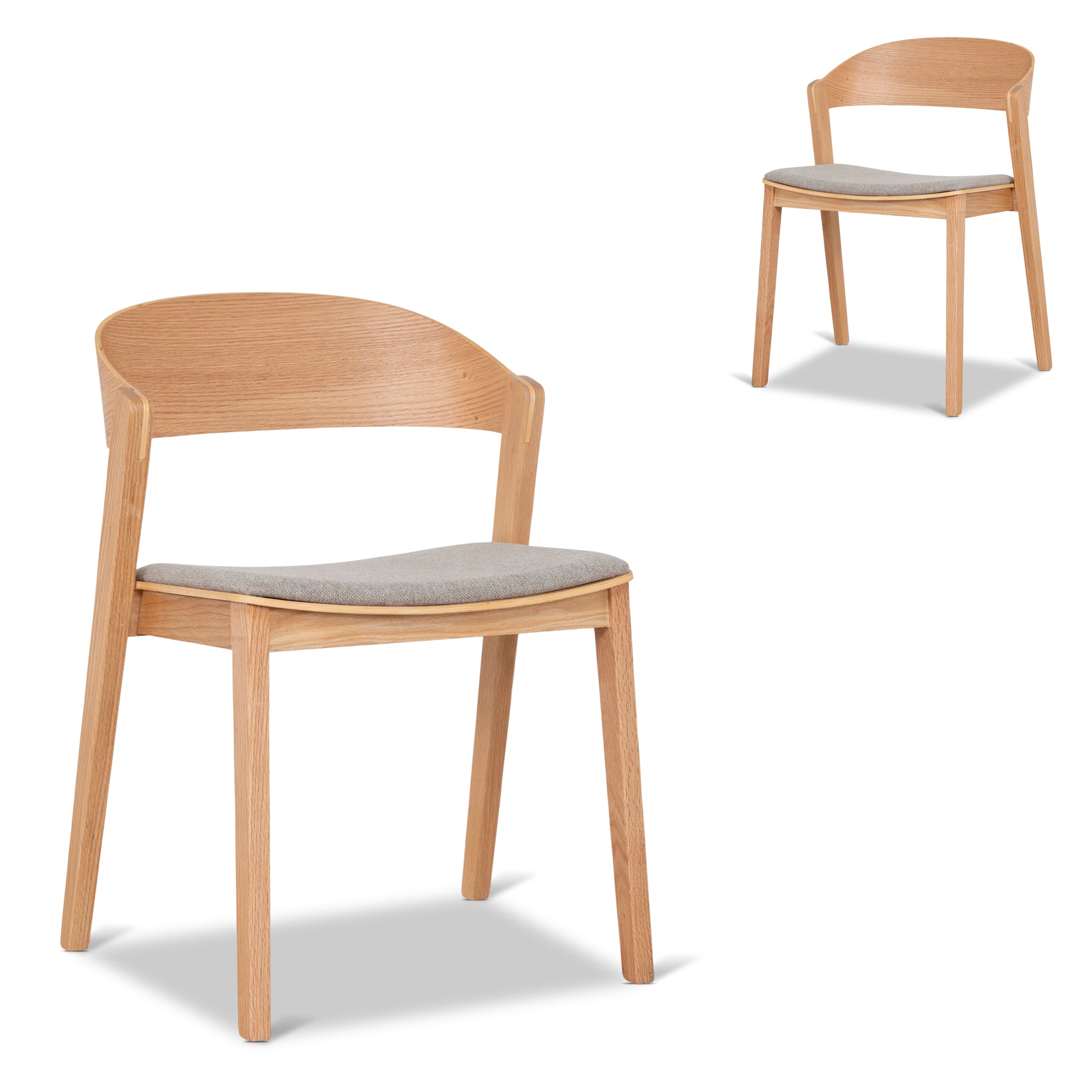 Natural Dining Chair – Grey Seat (Set of 2) (56.7cm (W) x 51.8cm (D) x 75.7cm (H))