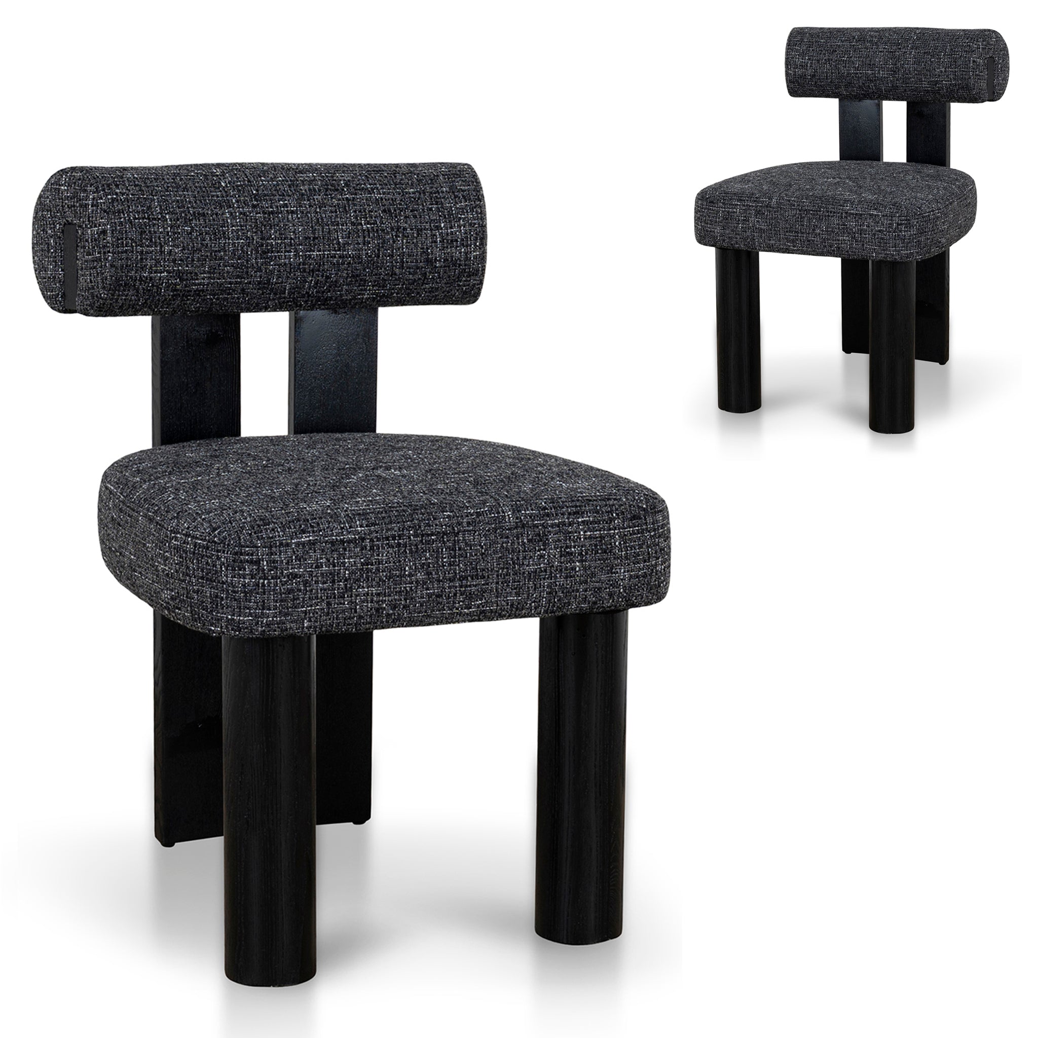 Black Dining Chair – Field Charcoal (Set of 2) (52cm (W) x 62cm (D) x 79cm (H))
