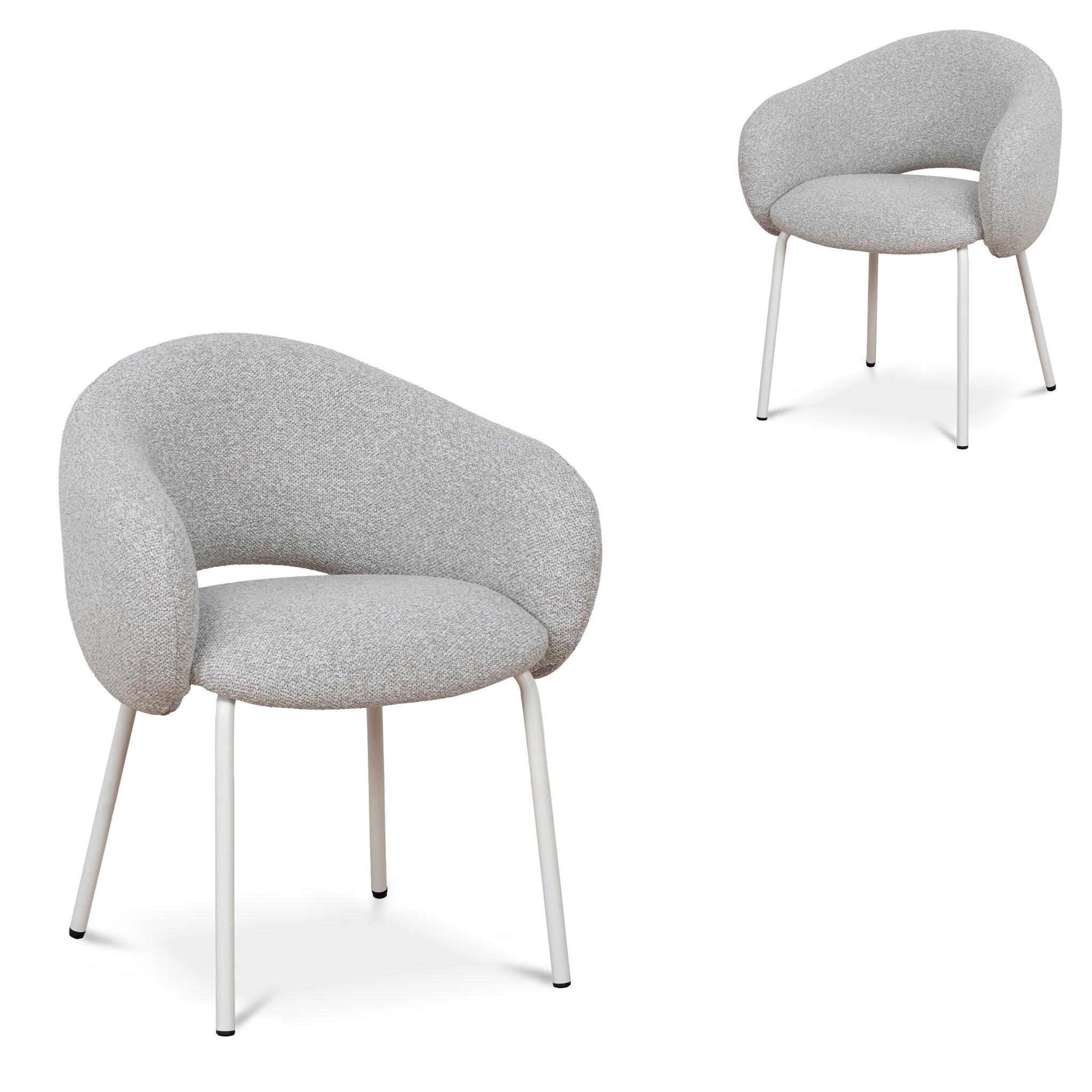 White Dining Chair – Clay Grey (Set of 2) (59cm (W) x 64cm (D) x 80cm (H))