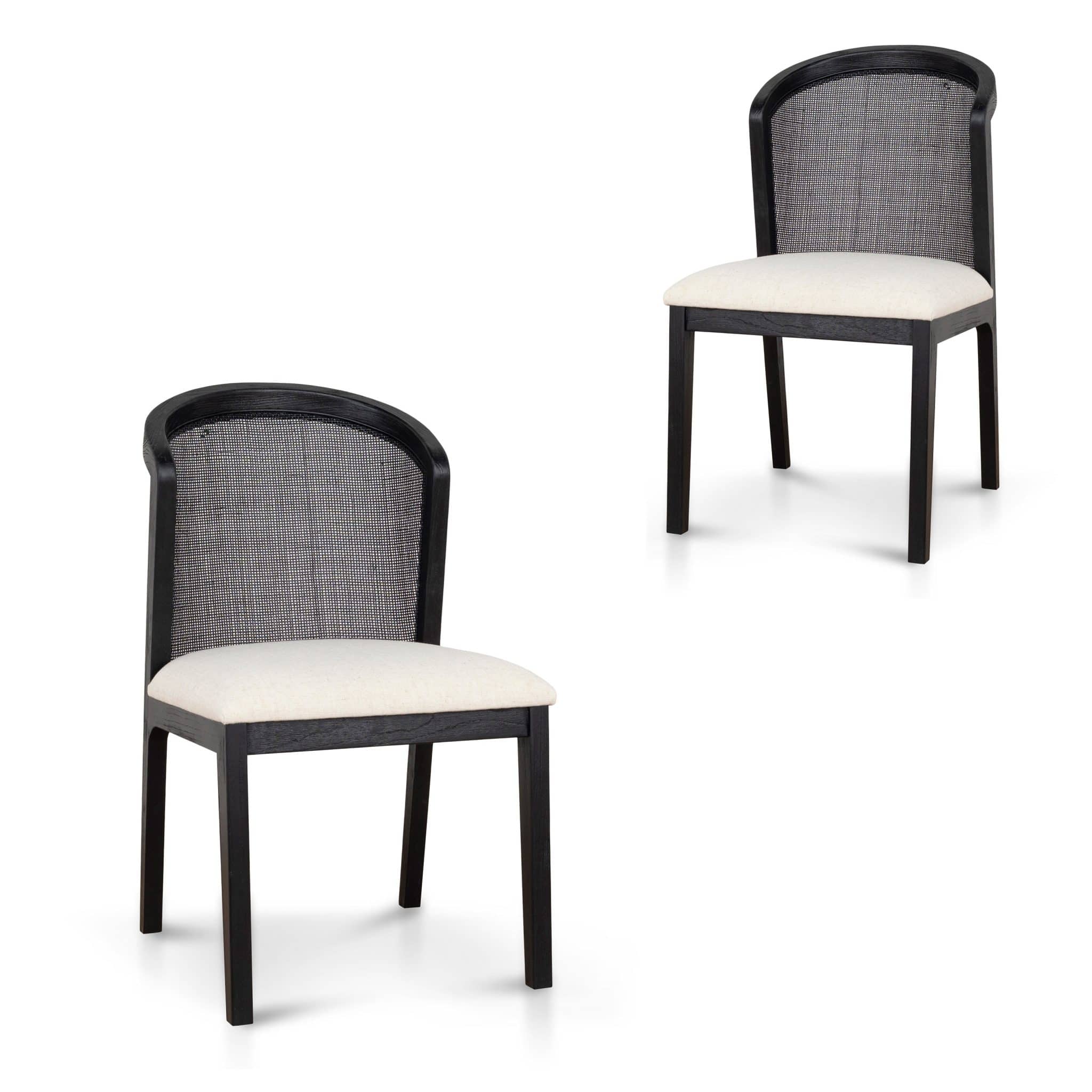Black ELM Dining Chair – Dawn Beige (Set of 2) (48.5cm (W) x 55cm (D) x 85cm (H))